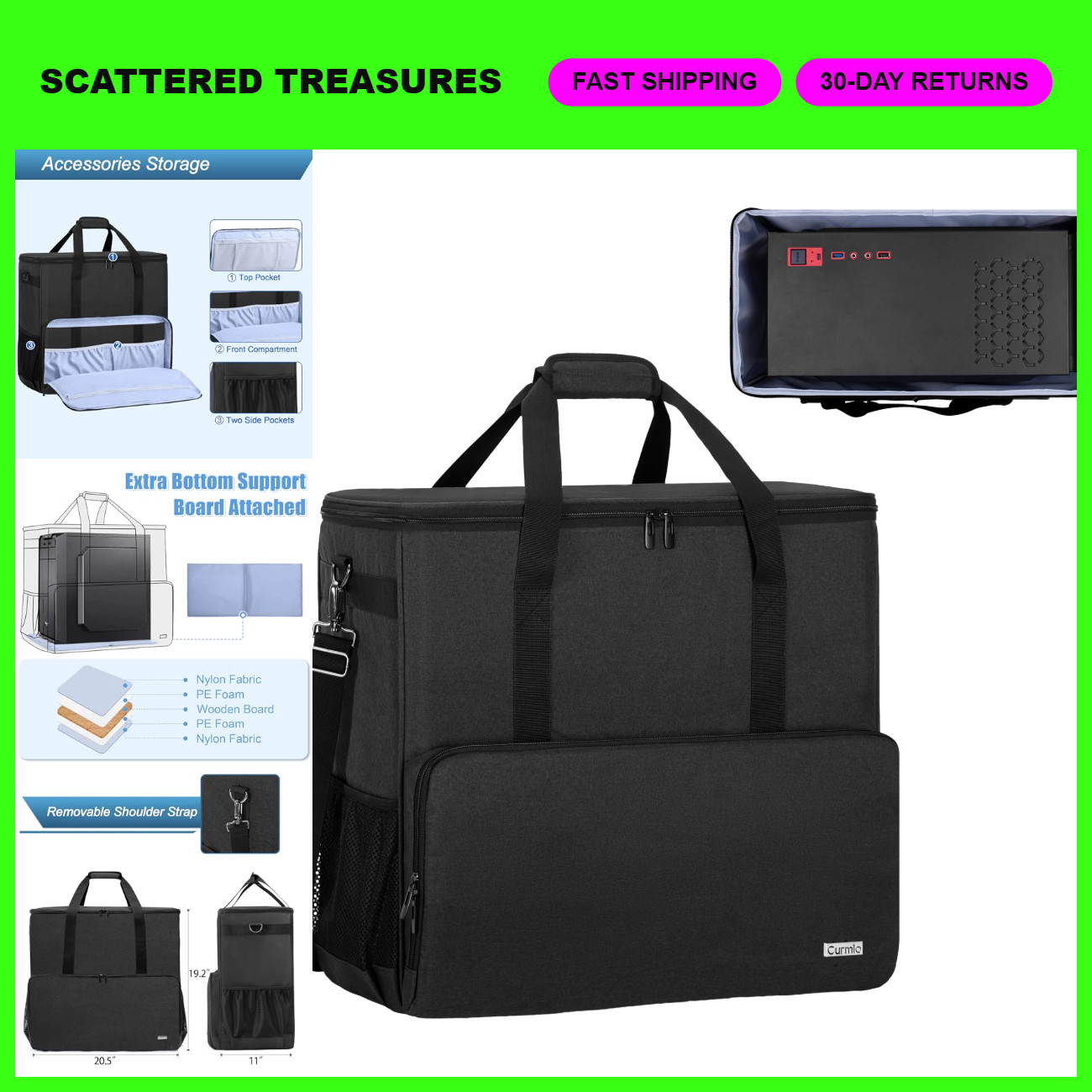 PC Carrying Case - Travel Bag for Full Tower Desktop Computer, Black, Durable &