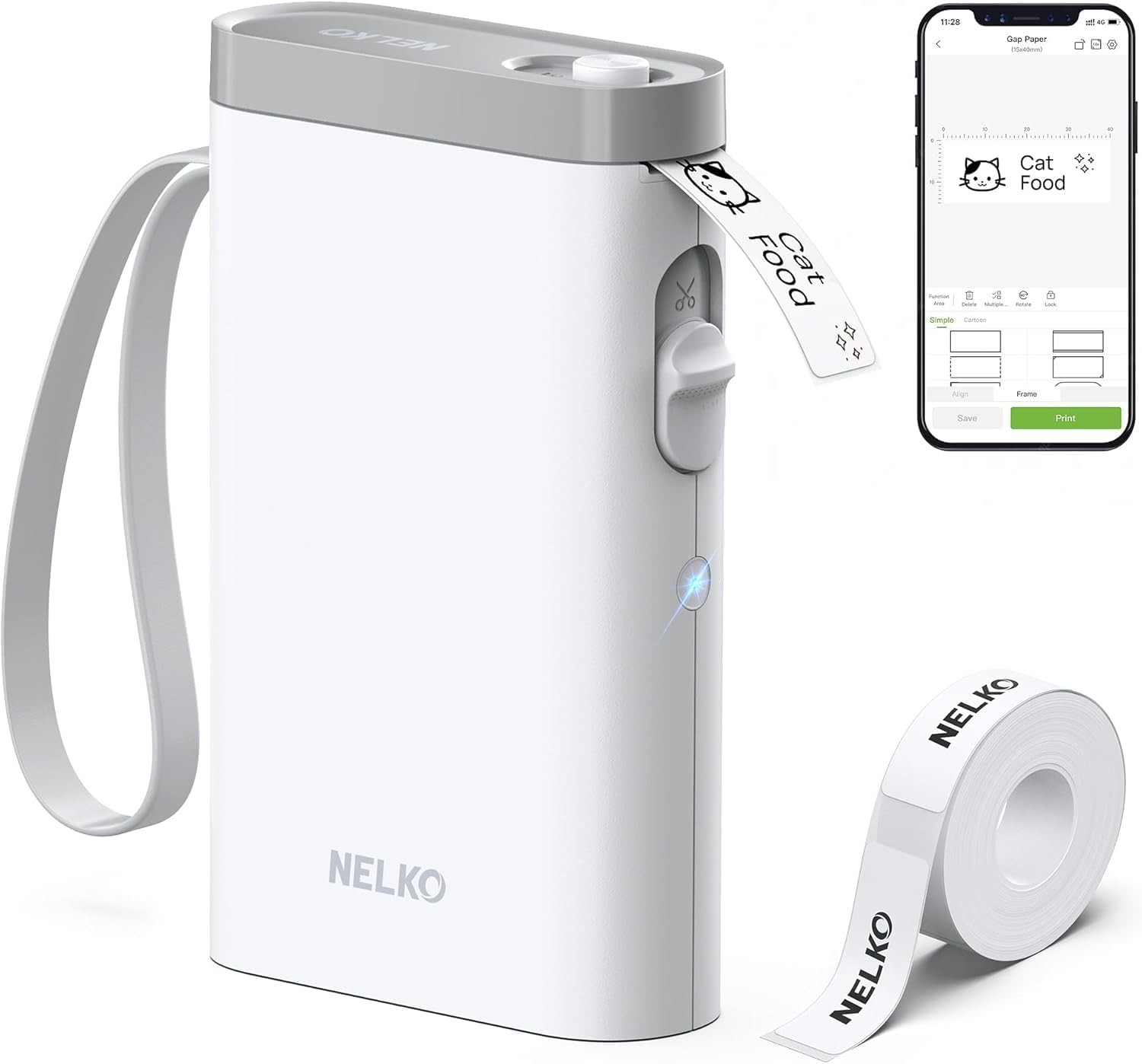 Nelko P21 Label Maker Machine with Tape - White