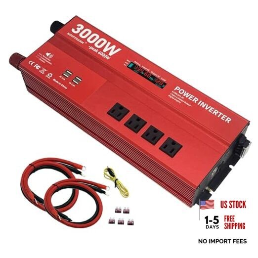 3000W 12V Power Inverter, Peak 6000W, Car/Truck/RV DC 12V to 110V 4AC