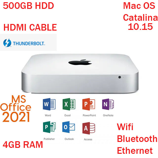 Apple Mac Mini A1347 MD387LL/A 2012 i5 2.5GHz 4GB RAM 500GB HDD macOS 10.15 HDMI