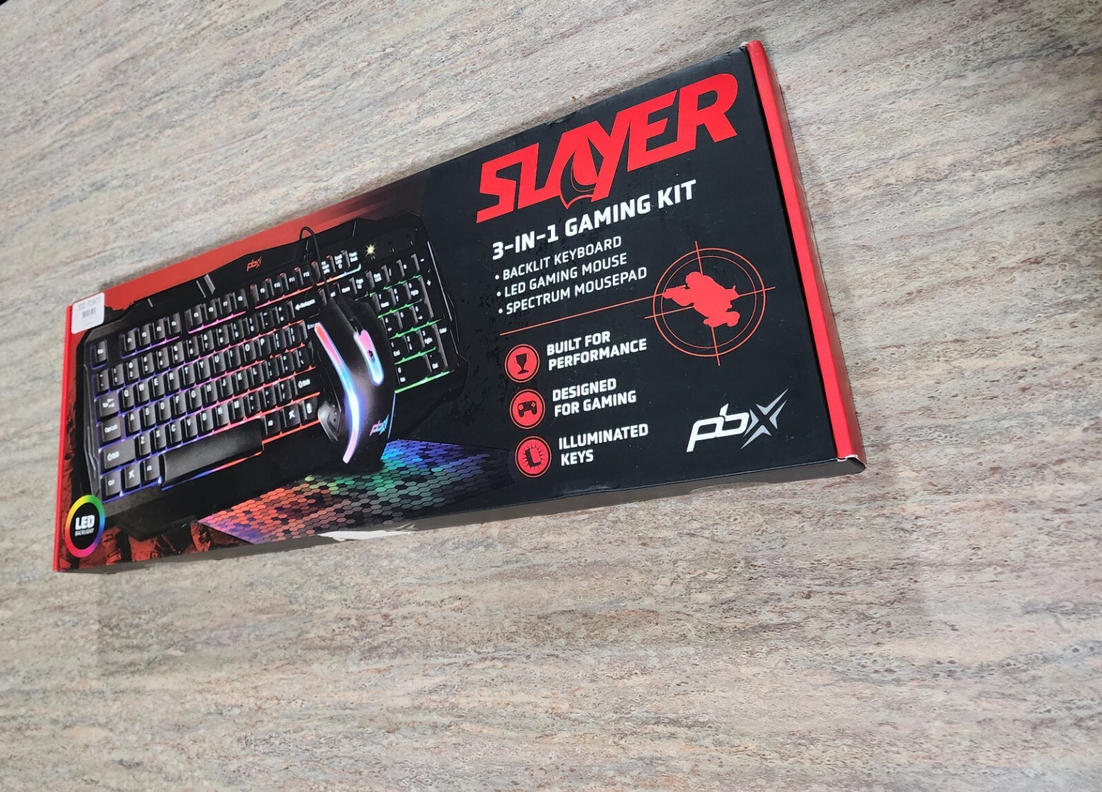 PBX Slayer 3-in-1 Gaming Kit Backlit Keyboard, LED Gaming Mouse, Spectrum Pad
