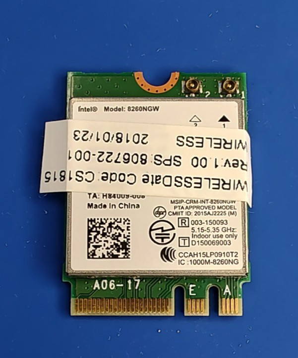 HP ProBook G3 Intel 8260NGW Wifi Dual Band Wireless-AC Bluetooth BT 4.2 M.2 Card