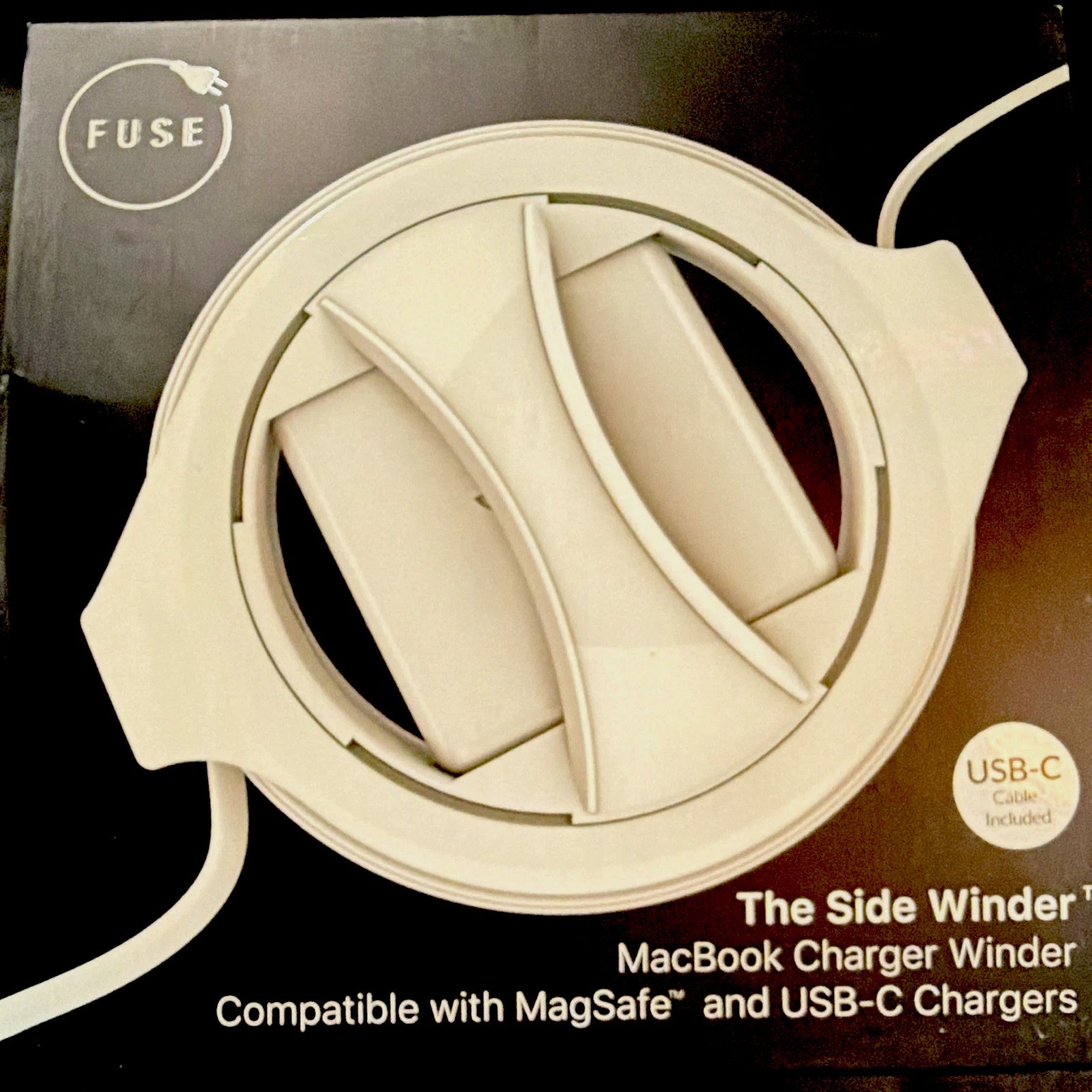 Fuse The Side Winder Cable Winder Organizer White Portable Plastic, USB-C