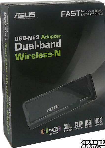 Asus Dual Band (2.4GHz 300Mbps/5GHz 300Mbps) Wireless-N USB Adapter (USB-N53)