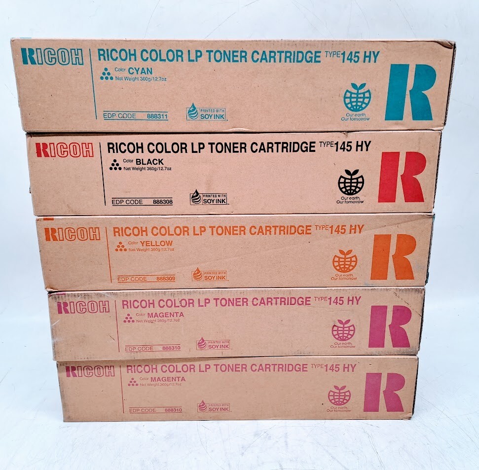 Lot of 5 RicoH Color Lp toner Cartridge 145HY Cyan Black Yellow X2 Magenta