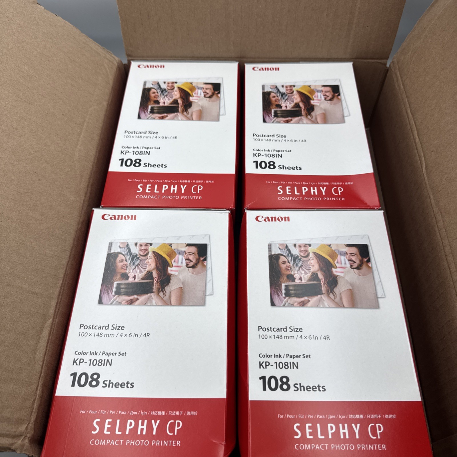 NEW 4 Pack Canon KP-108IN SELPHY CP Color Ink/Paper Set Glossy 4x6 108 Sheets A5