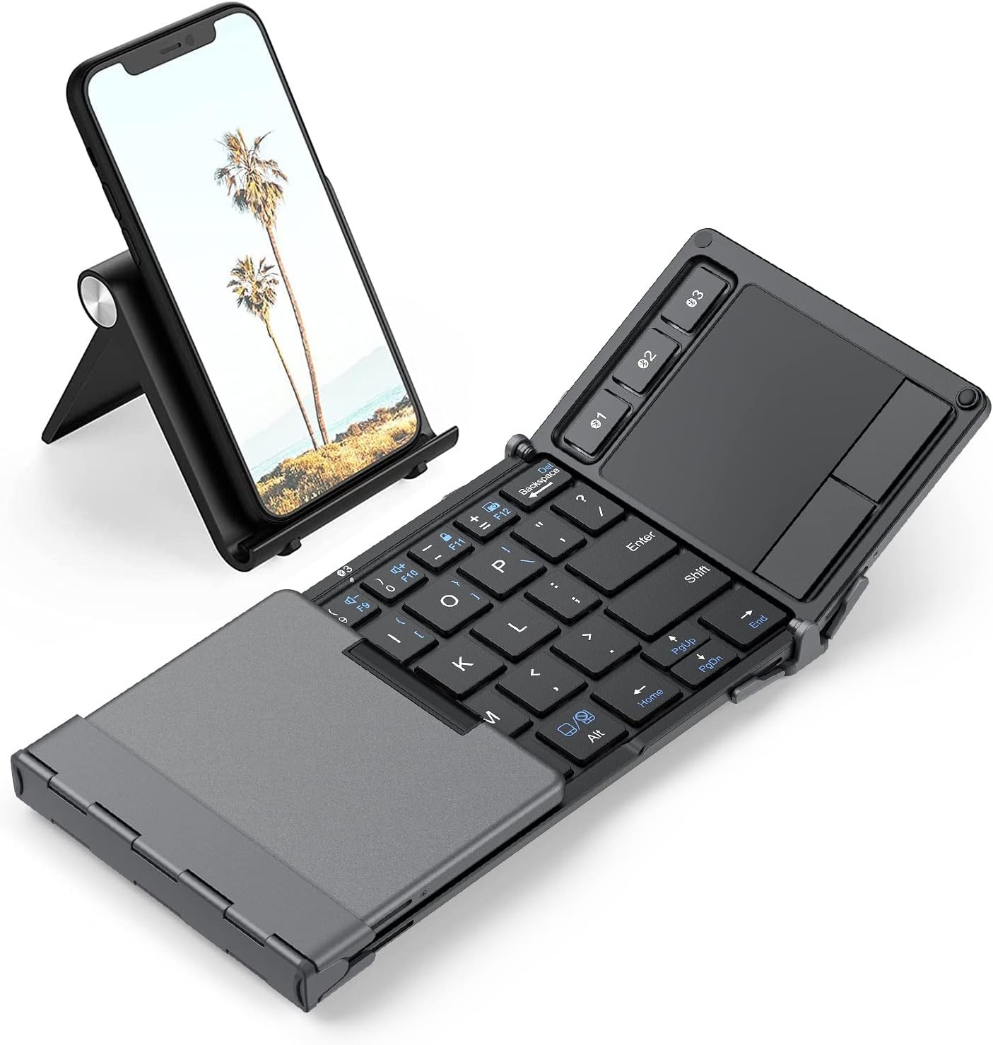iClever Foldable Keyboard, BK08 Bluetooth Keyboard with Sensitive Dark grey