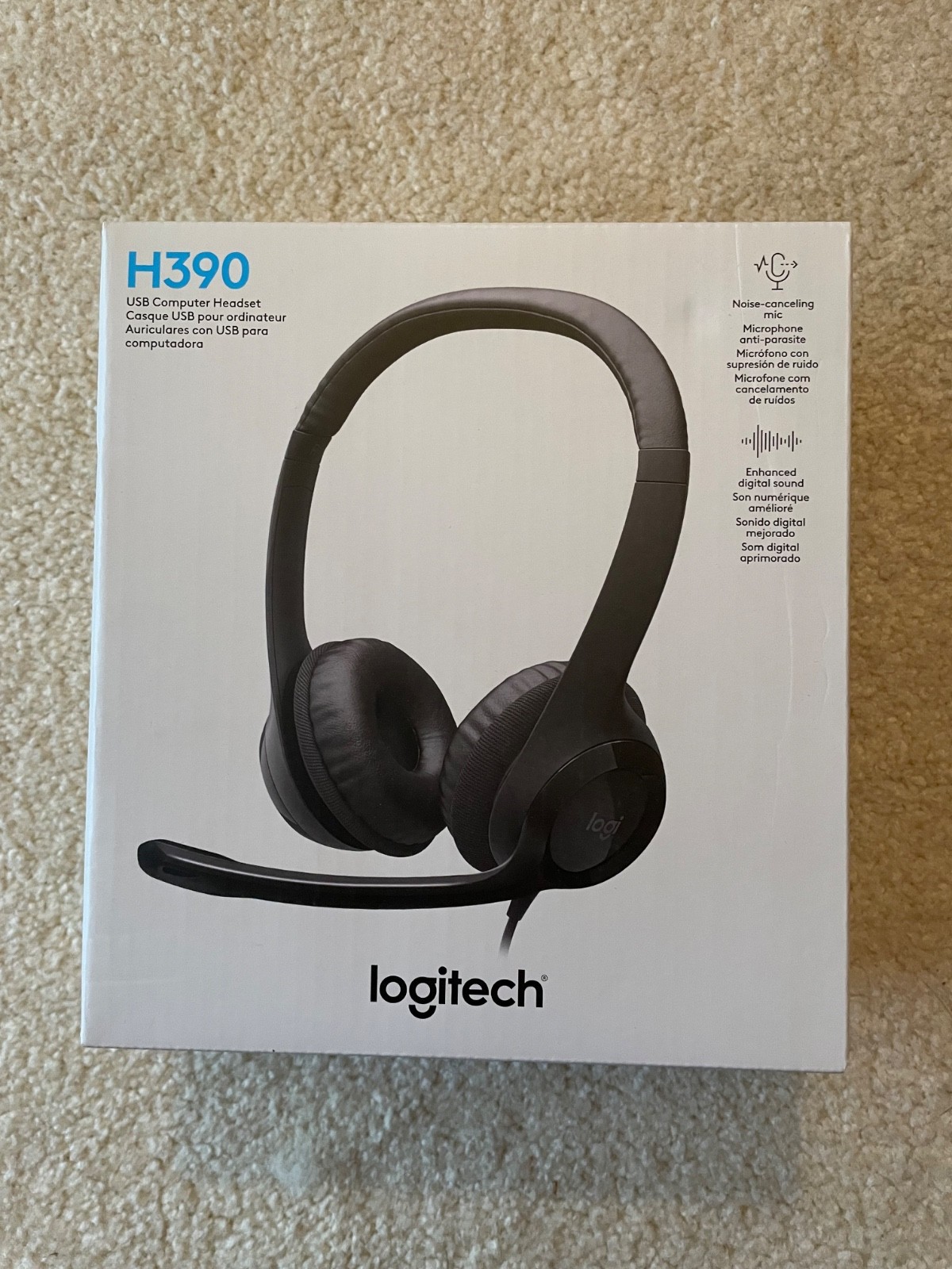 Logitech H390 Black Over the Ear USB Computer Headset NEW NIB