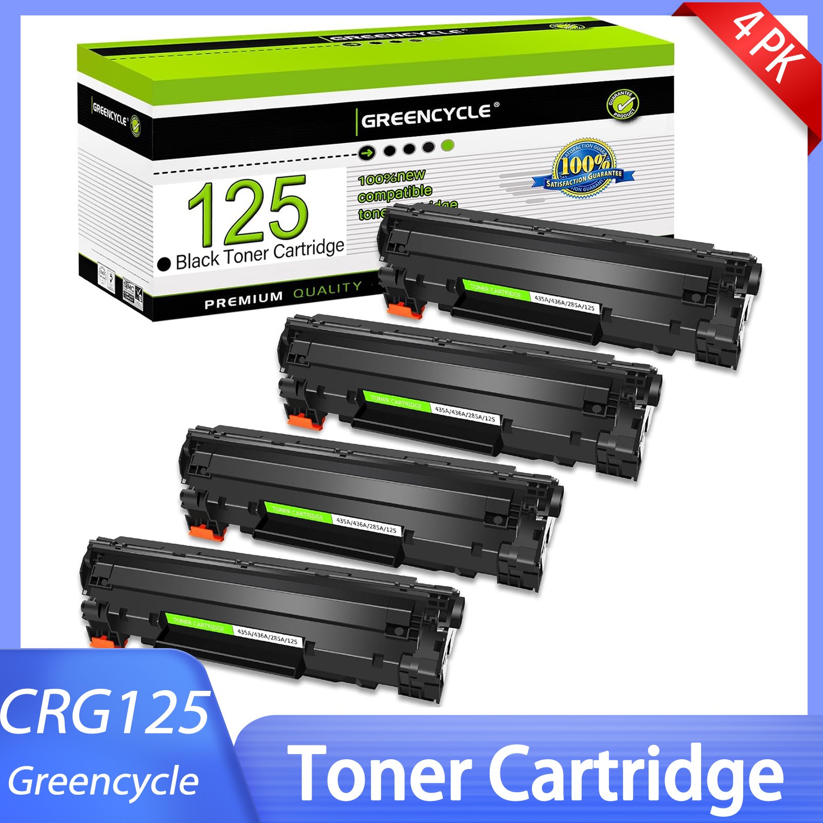 4 Pack Canon 125 CRG-125 Laser Toner for MF3010 LBP6000 LBP6030w LBP6018W Black