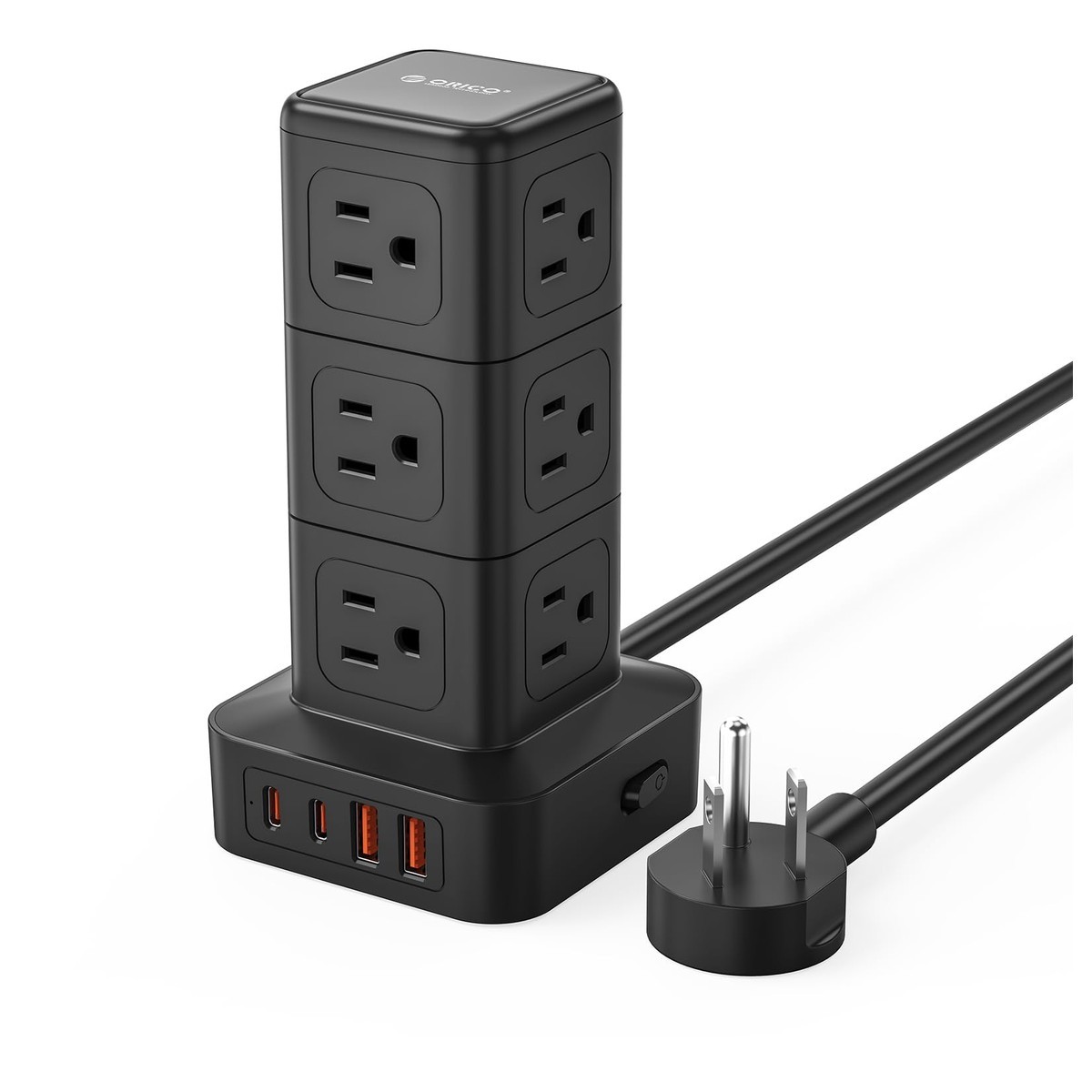 ORICO TPP-12A2U2C Tower Power Strip Surge Protection Charging Station