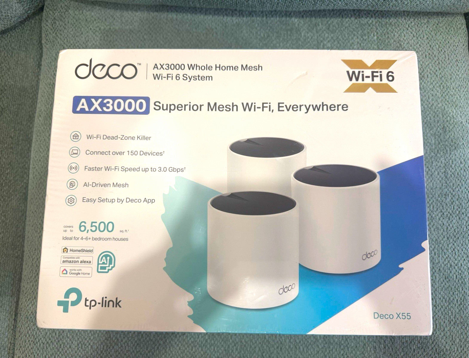 TP-LINK Deco X55 AX3000 Wi-Fi 6 Dual-Band Mesh Router 3-Pack White 3 LAN