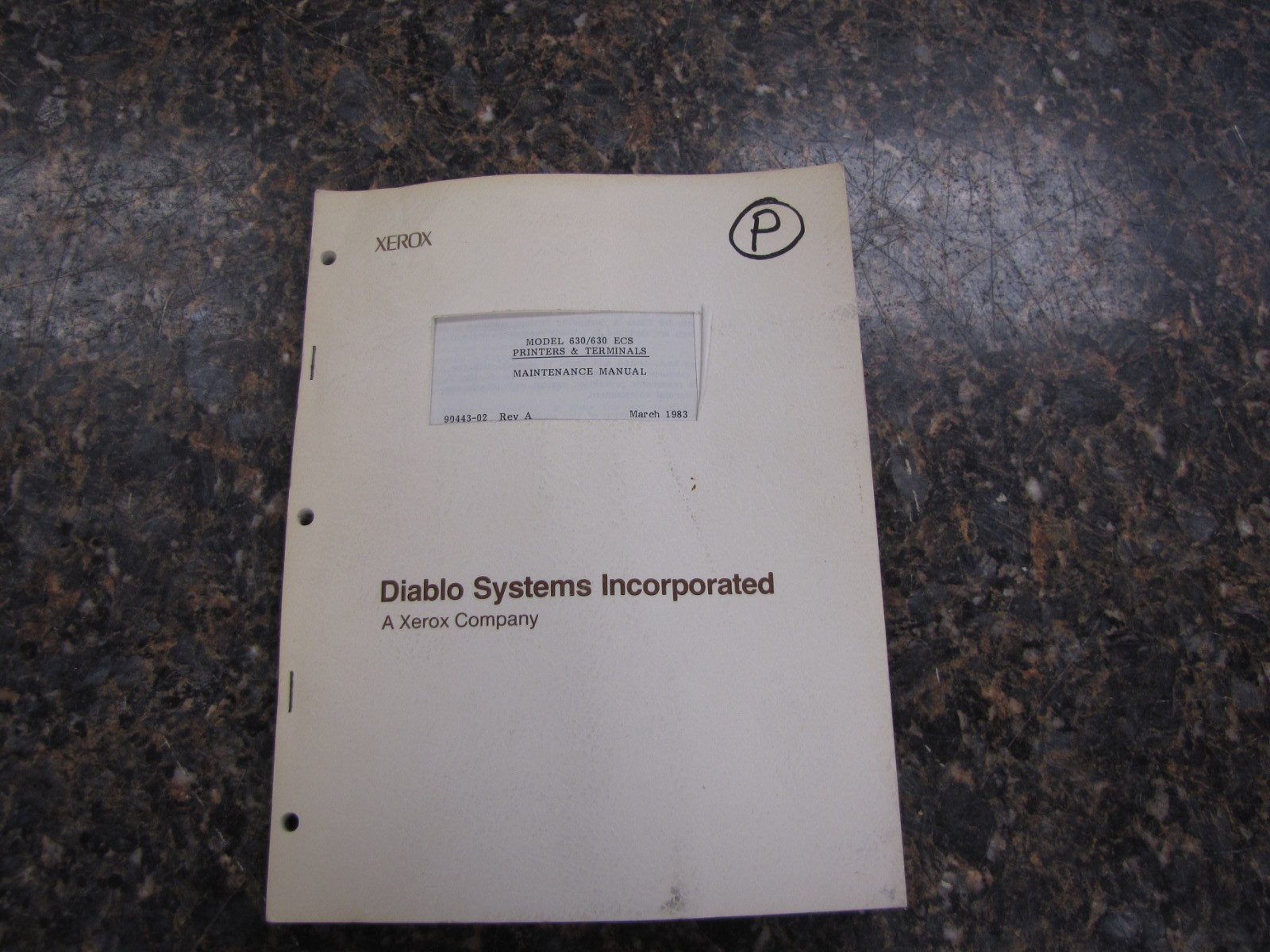 RARE Vintage Xerox Diablo Systems Model 630/630 ECS Maintenance Manual 1983