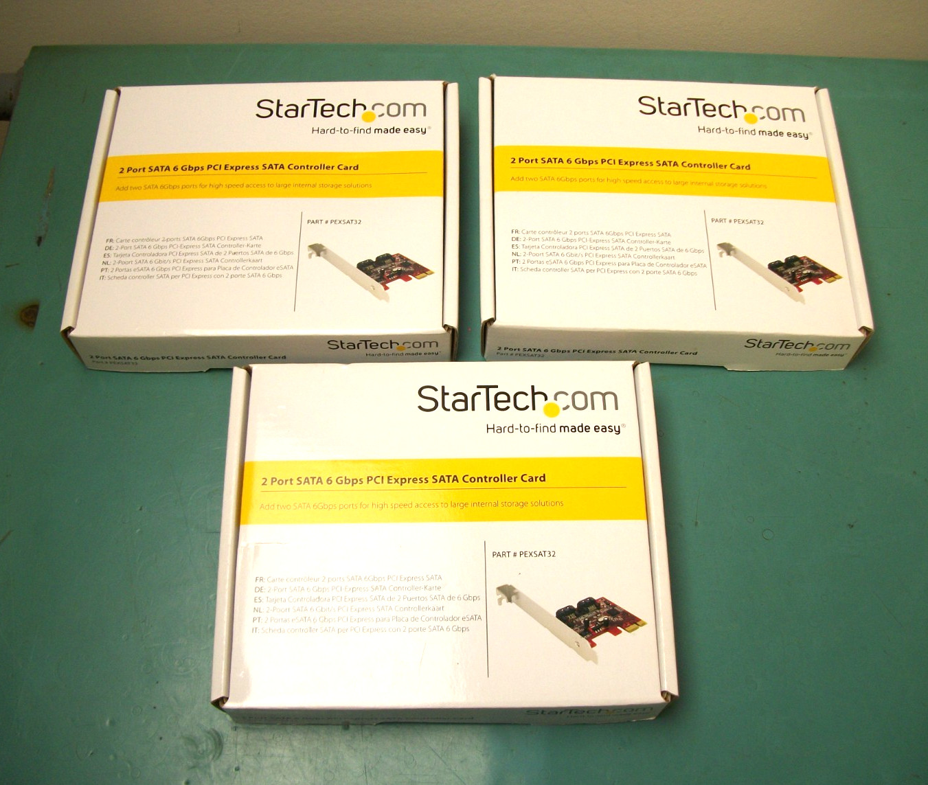LOT OF 3 - STARTECH.COM PEXSAT32 2 Port SATA 6 Gbps PCI Exp SATA Contr Cards NEW