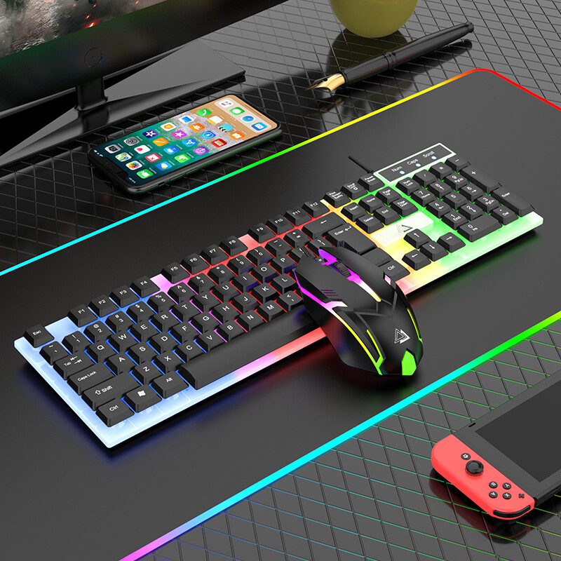 Mechanical Feel Gaming Keyboard&Mouse-LED Backlit Combo for PC Desktop,USA Desig