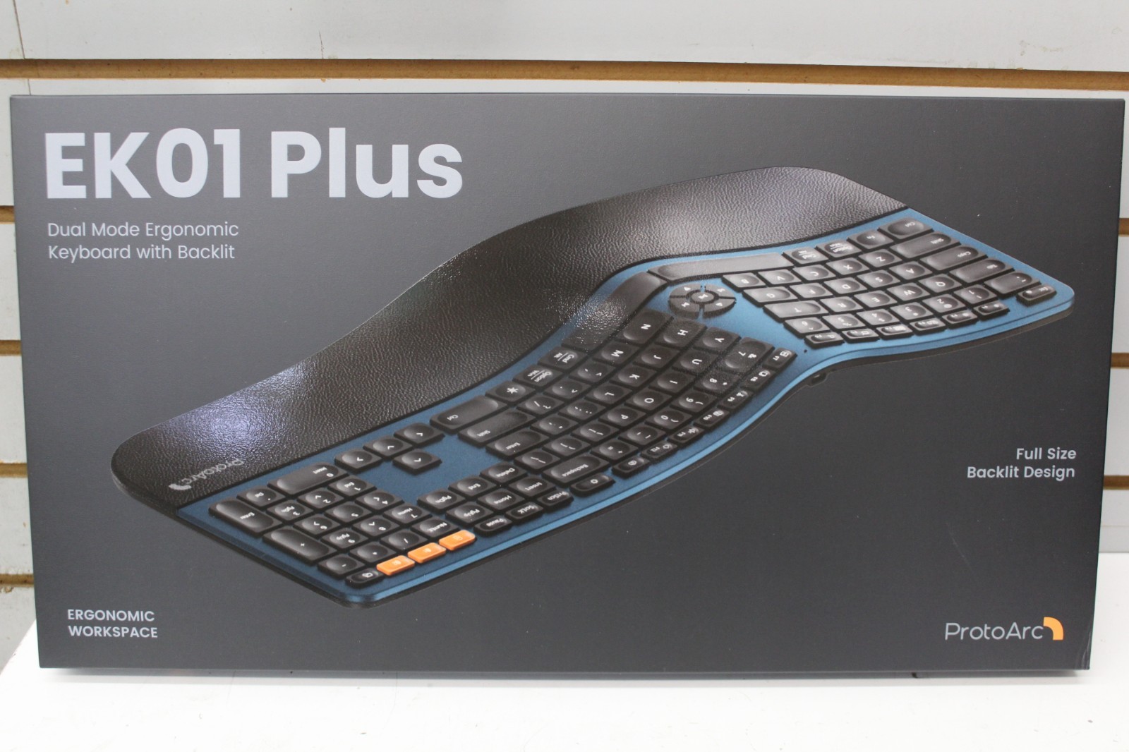 ProtoArc EK01 Plus Ergonomic Split Bluetooth Keyboard USB Wireless Backlit Blue
