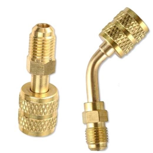 R410A Adapter,5/16'' SAE Female to 1/4'' 1 Straight Adapter + 1 Angled Adapter