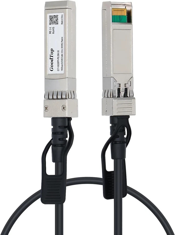 10G SFP+ Twinax Cable, Direct Attach Copper(DAC) Passive 0.5m, Black 