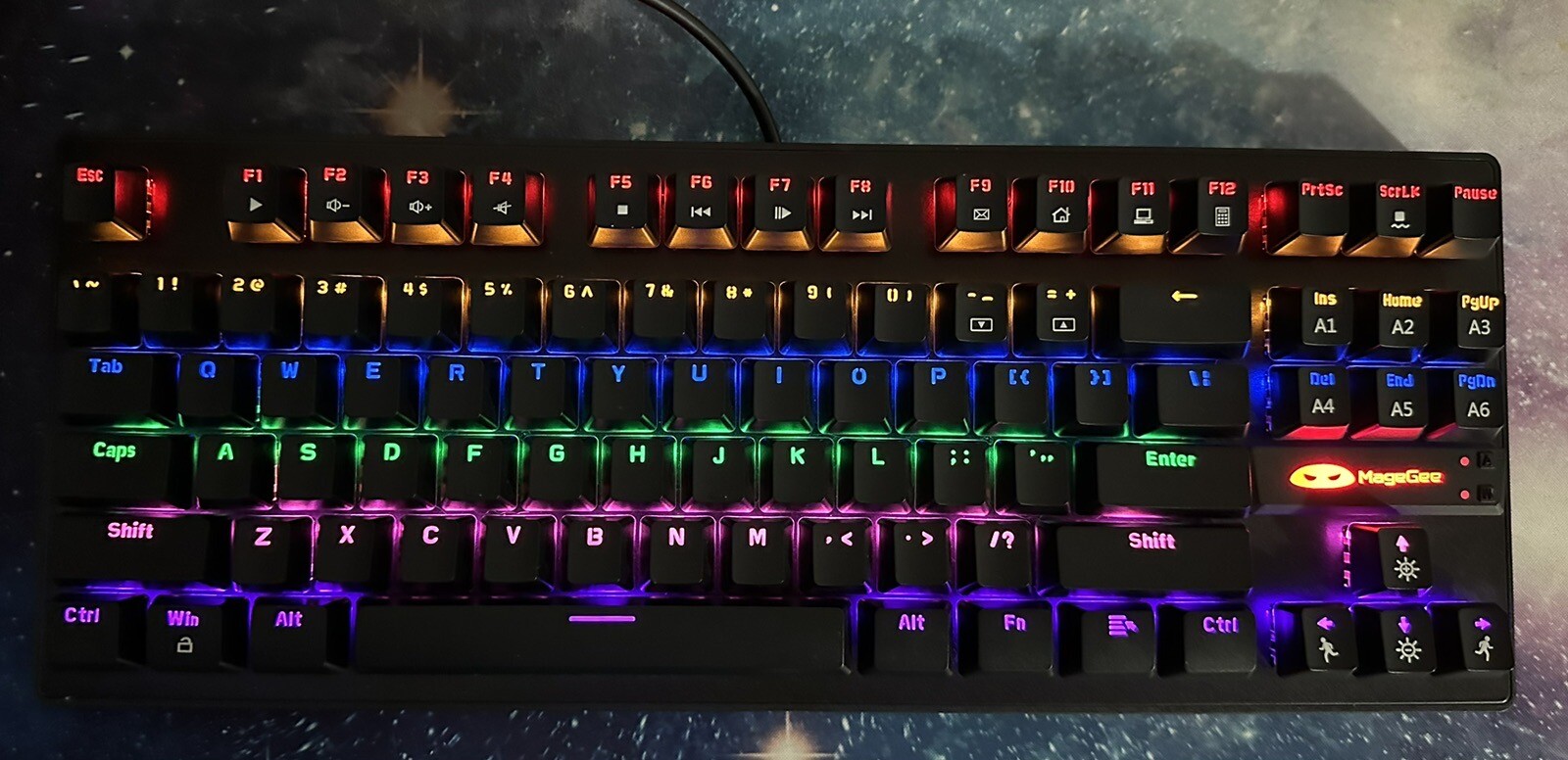 MageGee Mechanical Keyboard Model MK1 - Lights Up Rainbow Multicolor
