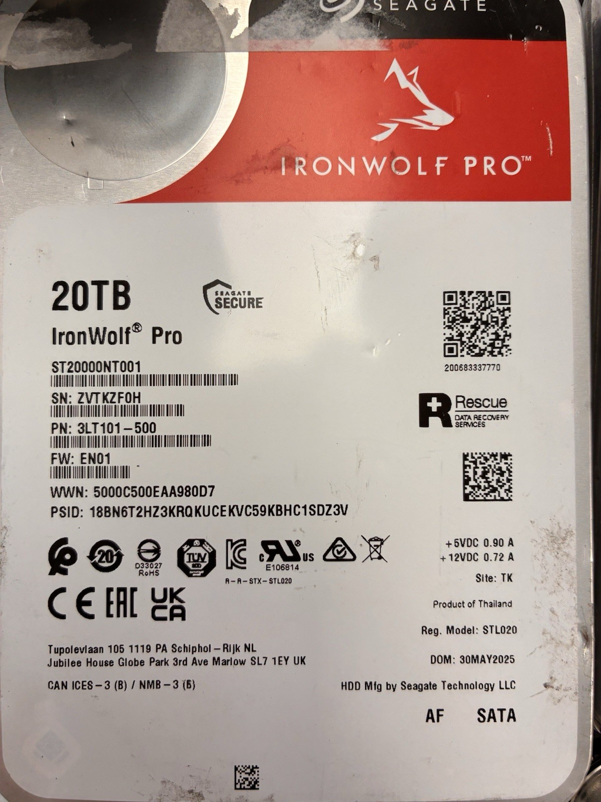 "NOT WORKING" Seagate IronWolf Pro 20TB 7200RPM 3.5" Internal HDD ST20000NT001