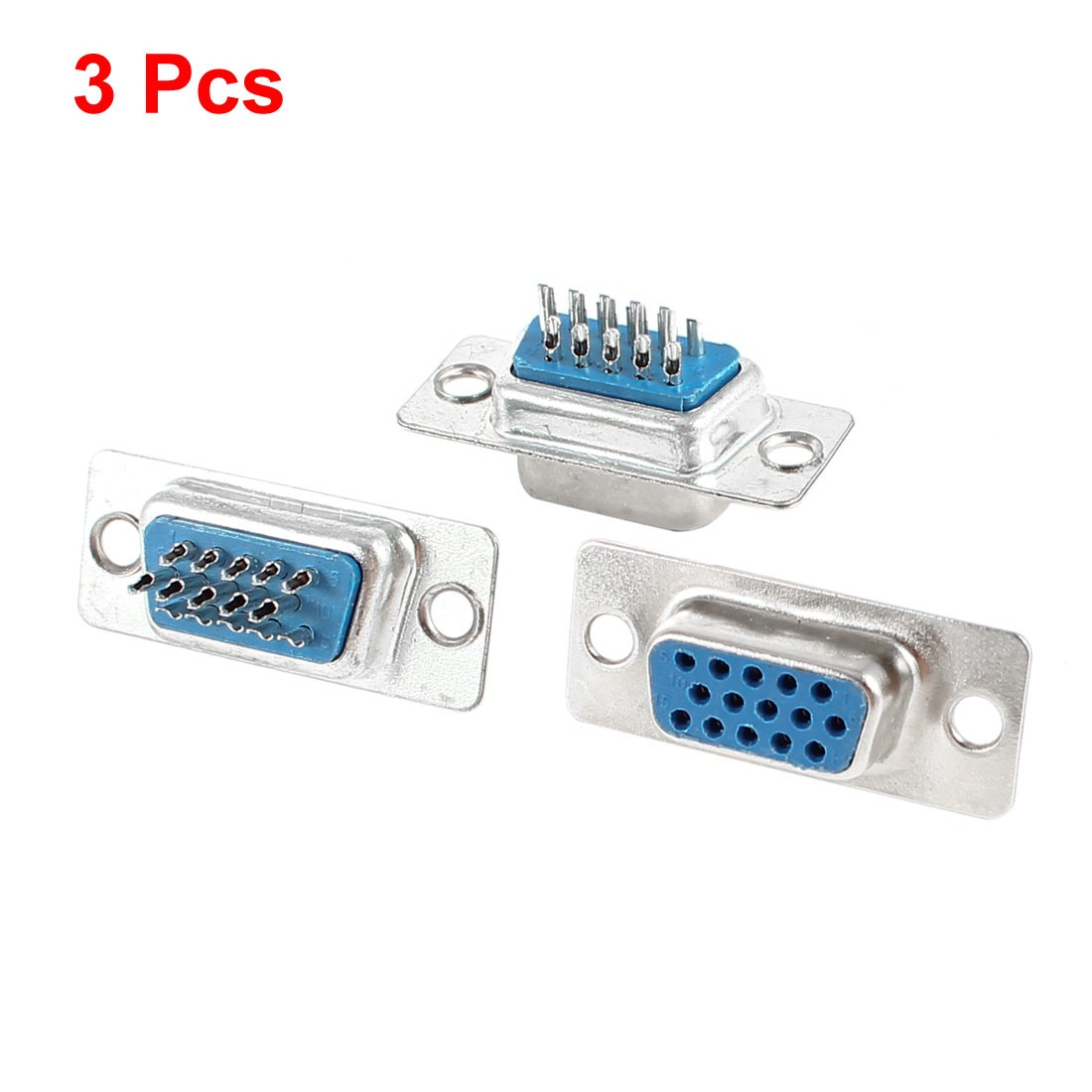3 Pcs Replacement Solder VGA DB15HD 15 Pin Female D-Sub Adapter