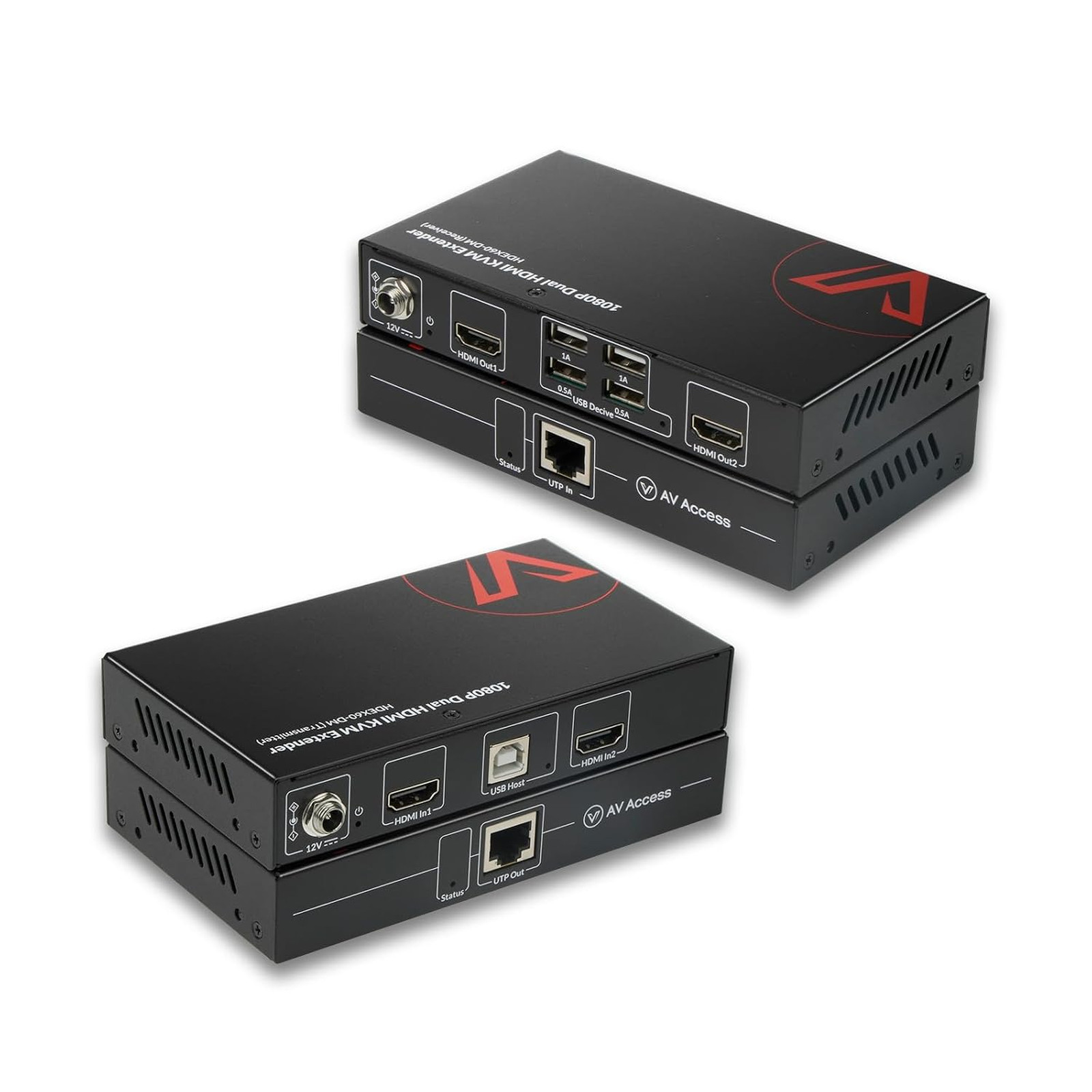 HDMI USB KVM Extender Dual Monitor Over Cat5e, 60m 197ft, Plug and Play