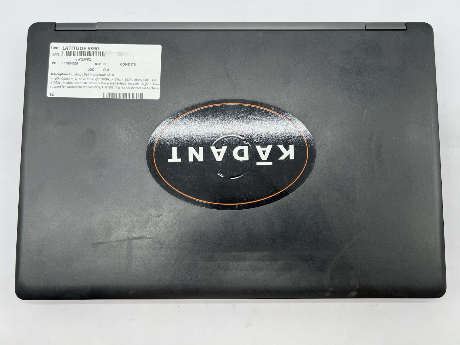 Dell Latitude 5590, i7-8650U CPU, @ 1.90GHz, 8GB RAM-No HDD/OS/Charger