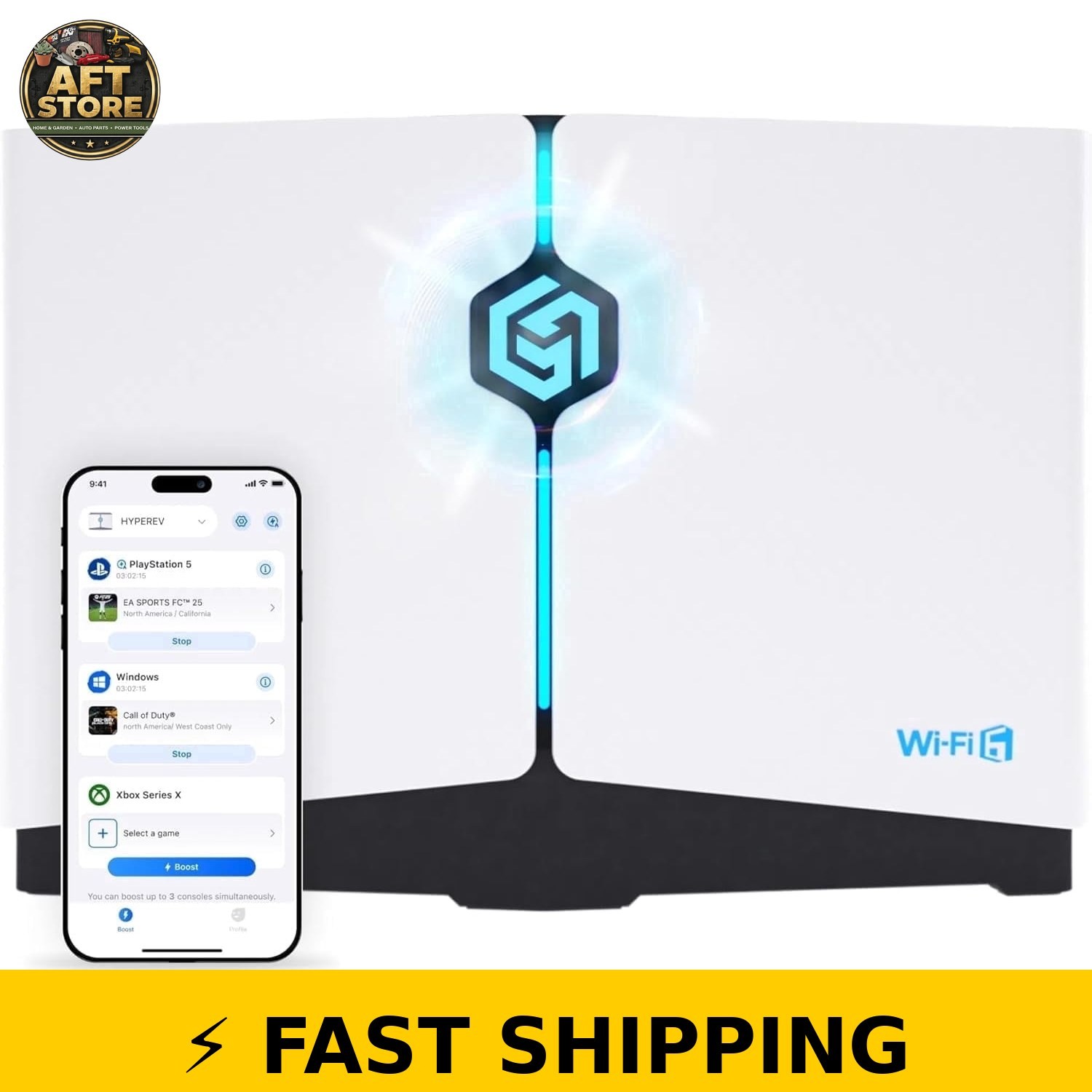 GearUP HYPEREV Gaming Router WiFi 6 AX3000 for PS/Xbox/PC