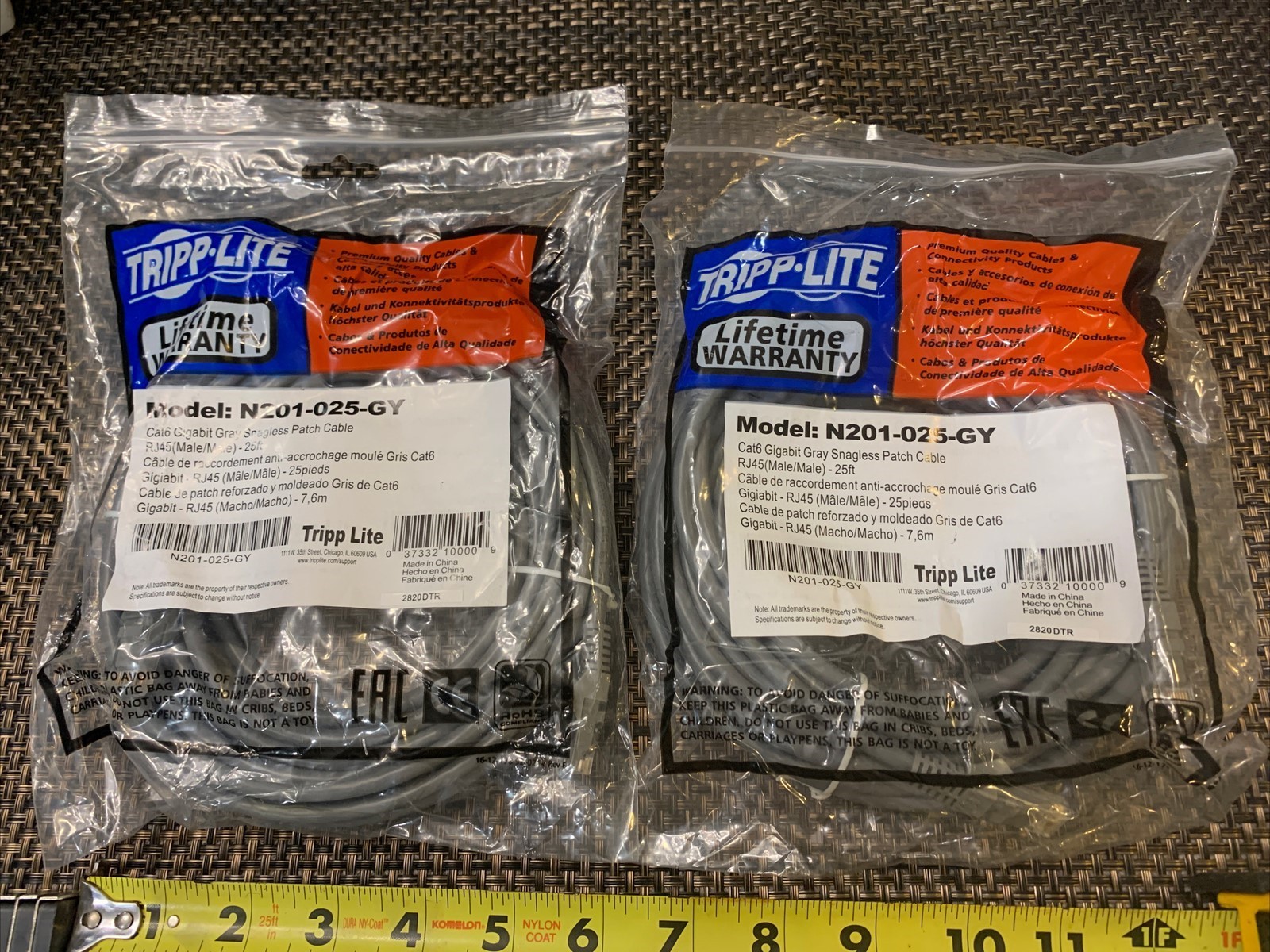 Tripp Lite Cat. 6 Utp Patch Cable - 1 X Rj-45 Male 5ft Black New Lot Of 10