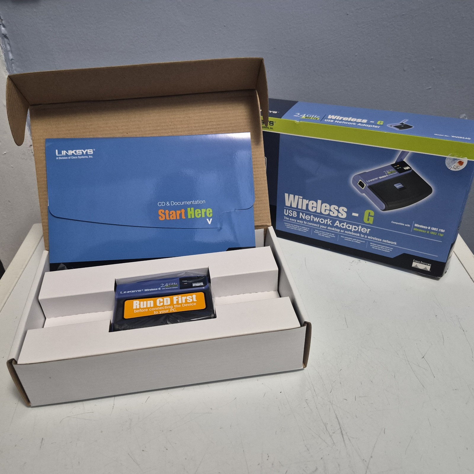 Linksys WUSB54G Wireless-G USB Network Adapter Open Box Sealed Components Old