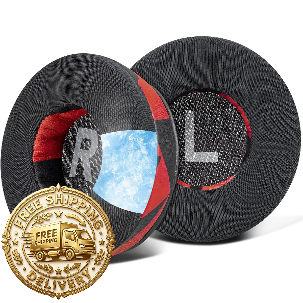 SOULWIT Cooling Gel Earpads for Logitech H390/H391/H600/H609/H760 - Red Storm