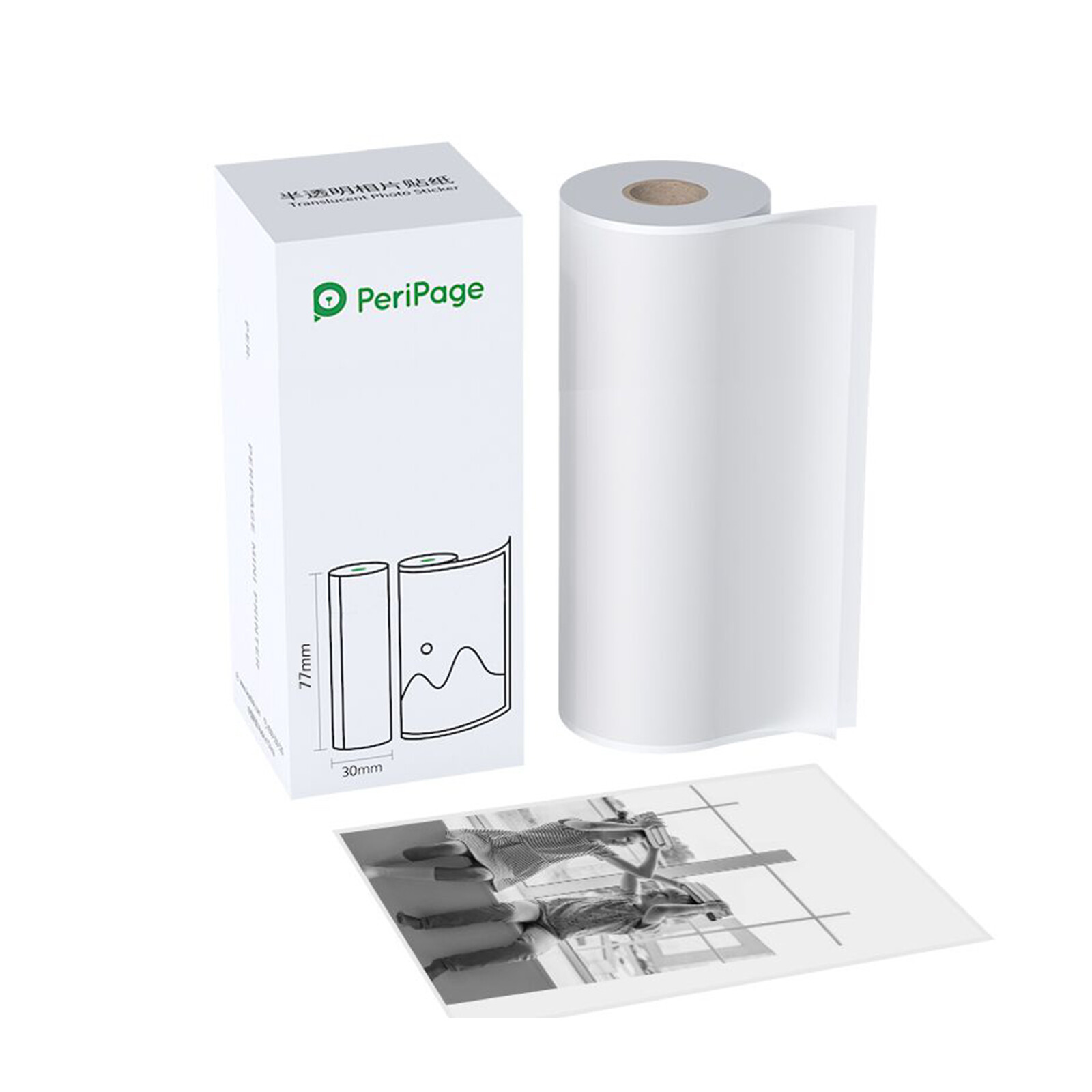 1pc PeriPage 77 x 30mm Translucent Photo Sticker BPA-Free Adhesive Thermal Paper