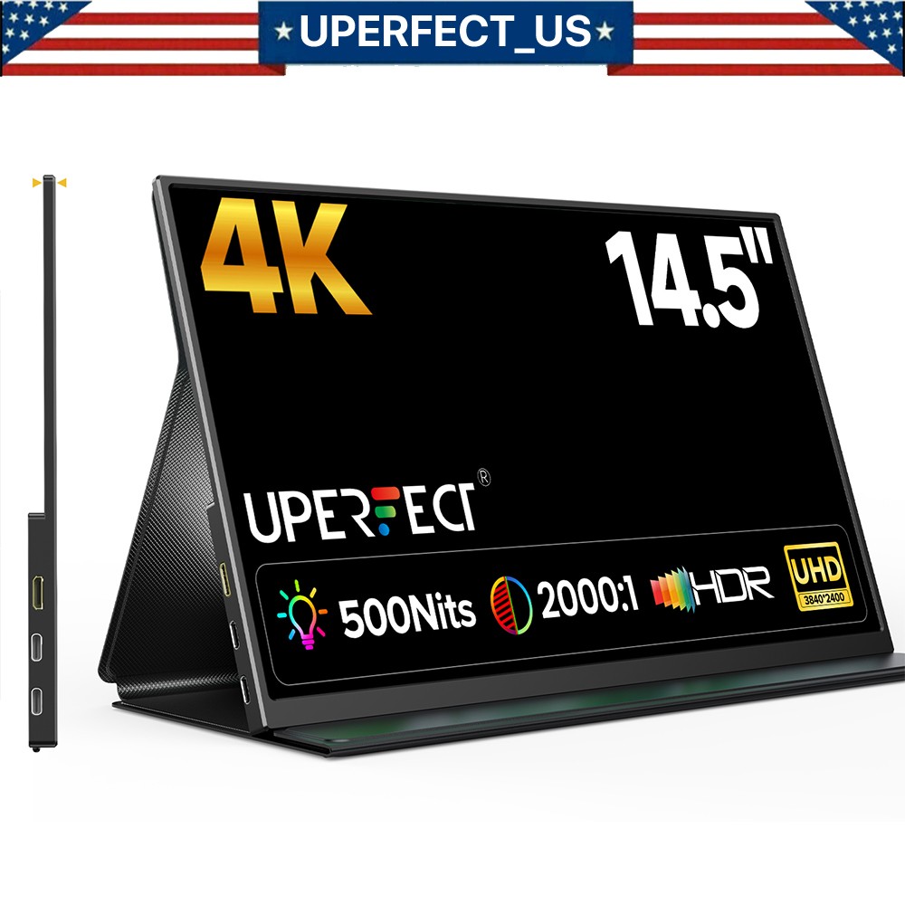UPERFECT 4K Portable Monitor 14.5'' UHD USB C HDMI IPS Screen 1080P for PC PS5 A