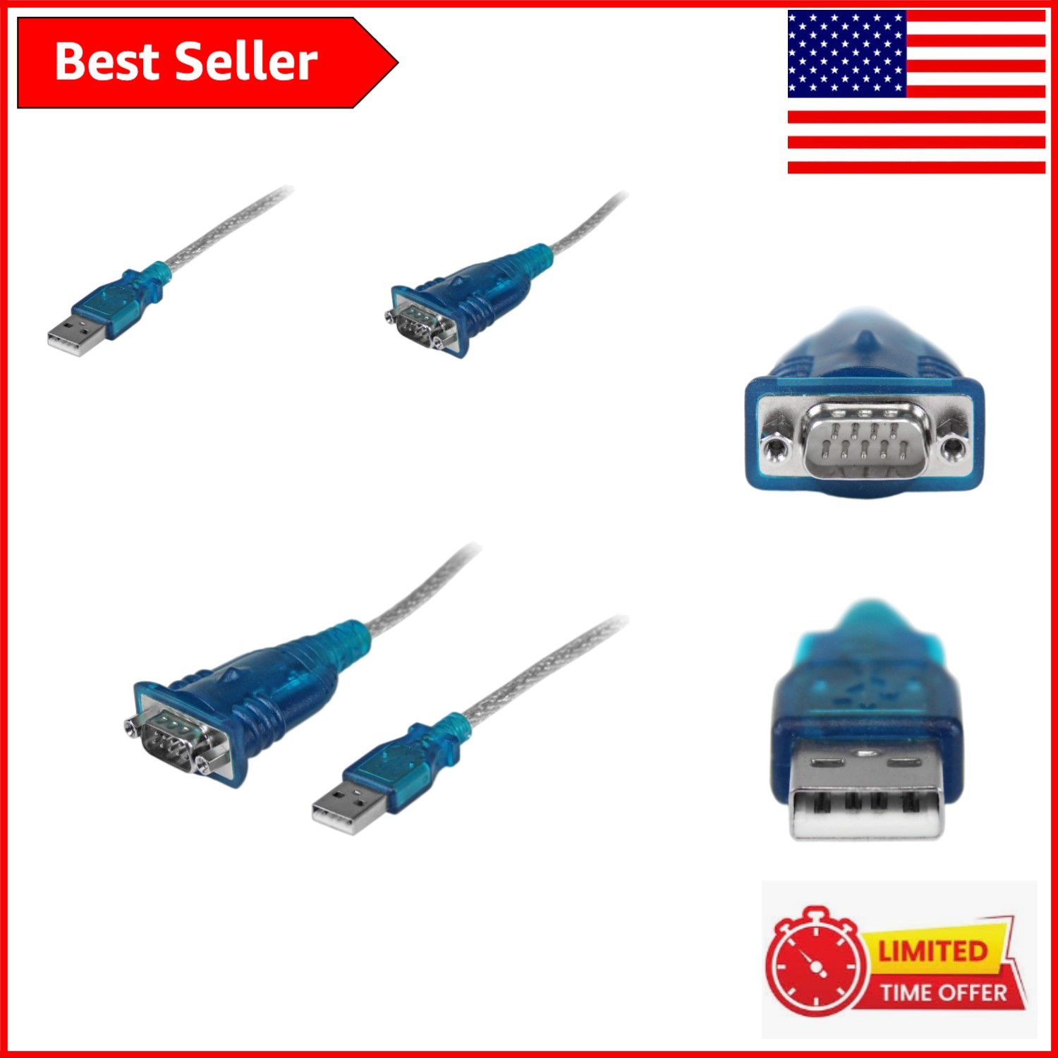 Effortless Data Transfer with 17in USB to Serial RS232 Adapter - 3- Support