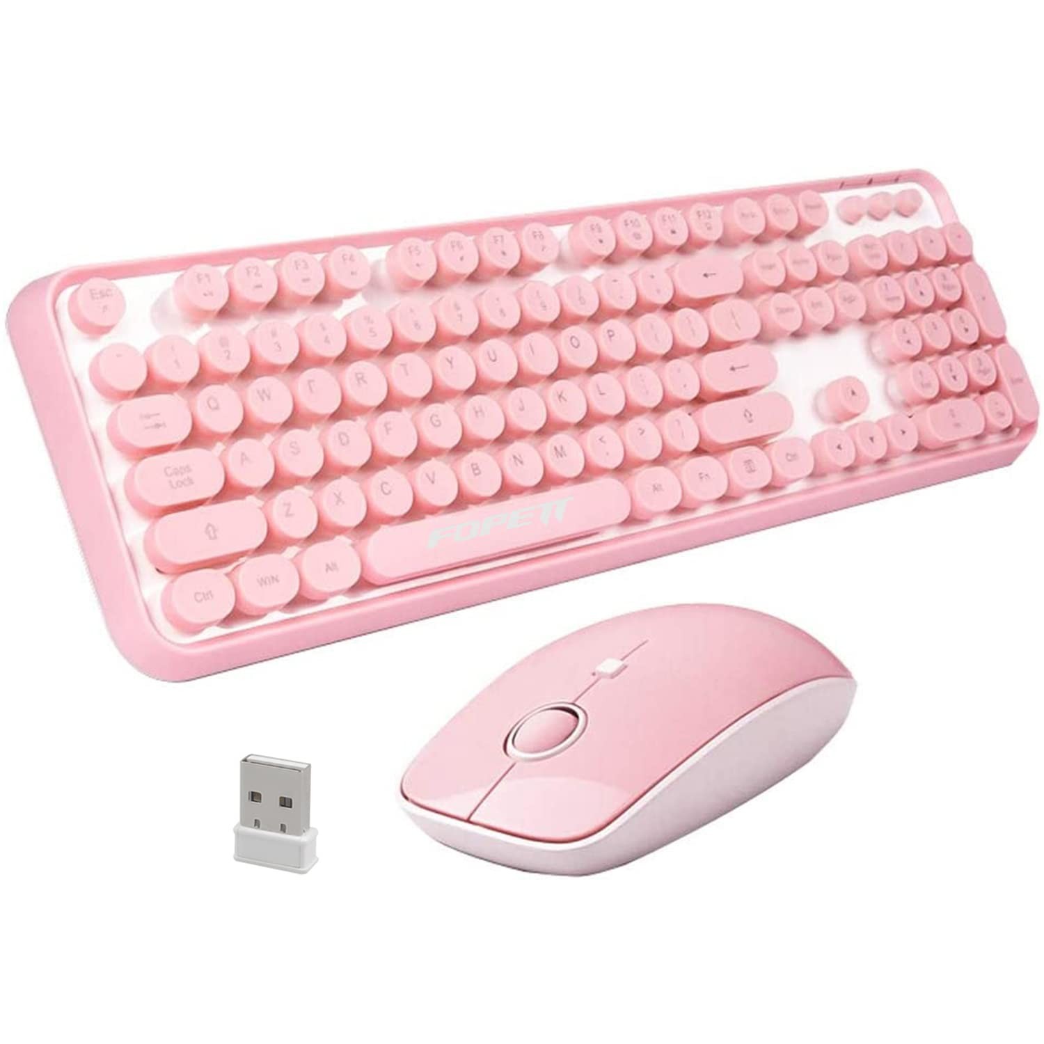 FOPETT Keyboard and Mouse Sets Wireless, Reliable 2.4 GHz Connectivity for PC,La