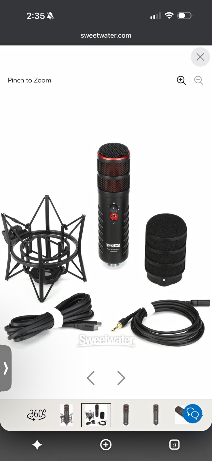 Rode XDM-100 USB Dynamic Microphone w/ Shockmount, Pop Filter, Headphone Jack