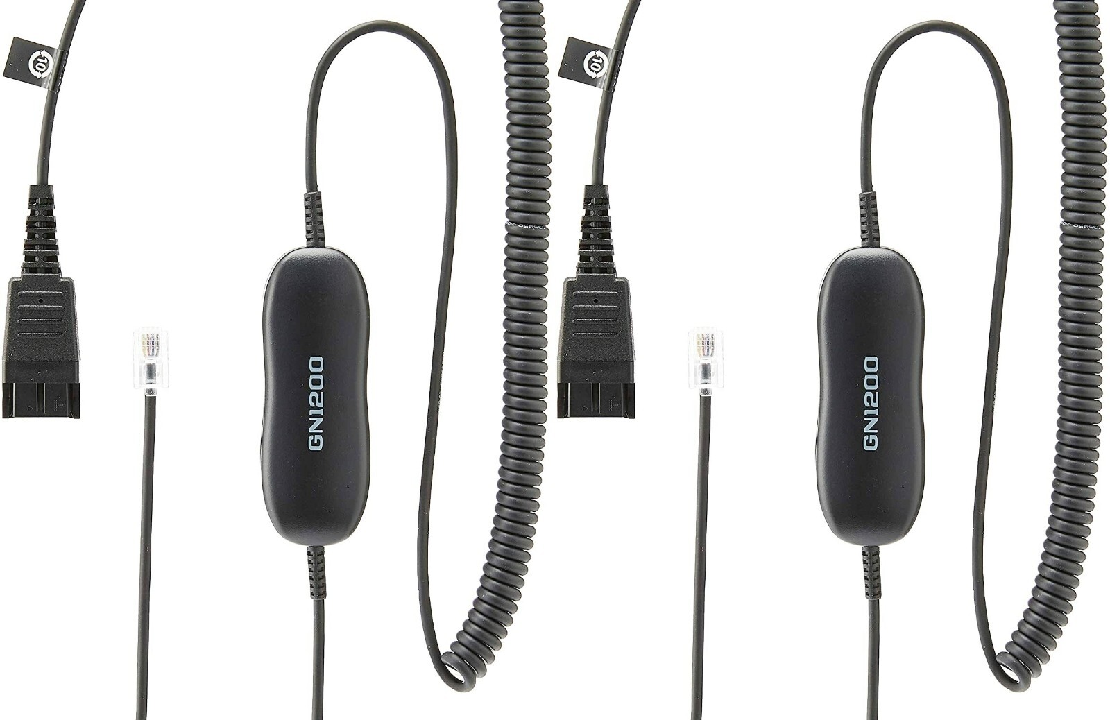 2 Jabra GN1200 CC Smart 2m Coiled Quick Disconnect to mod Plug Cord Adapter