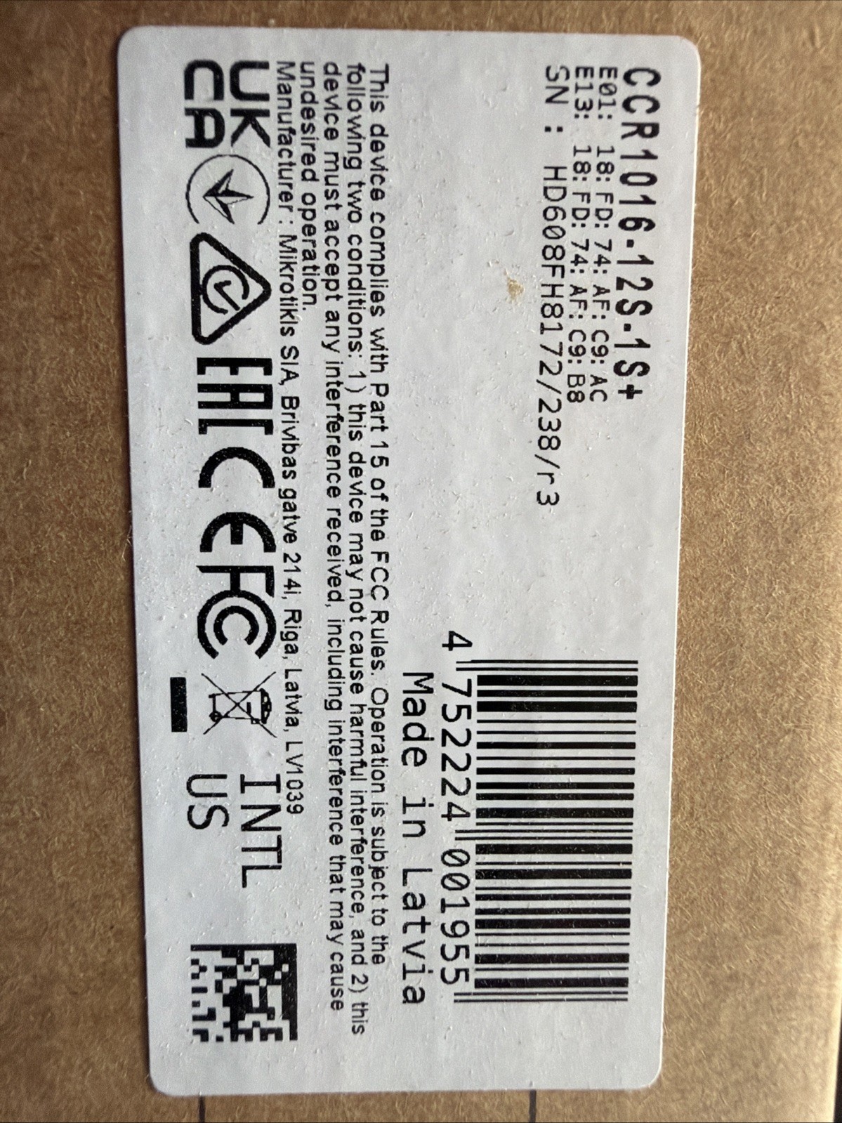 Mikrotik CCR-1016-12S-1S+