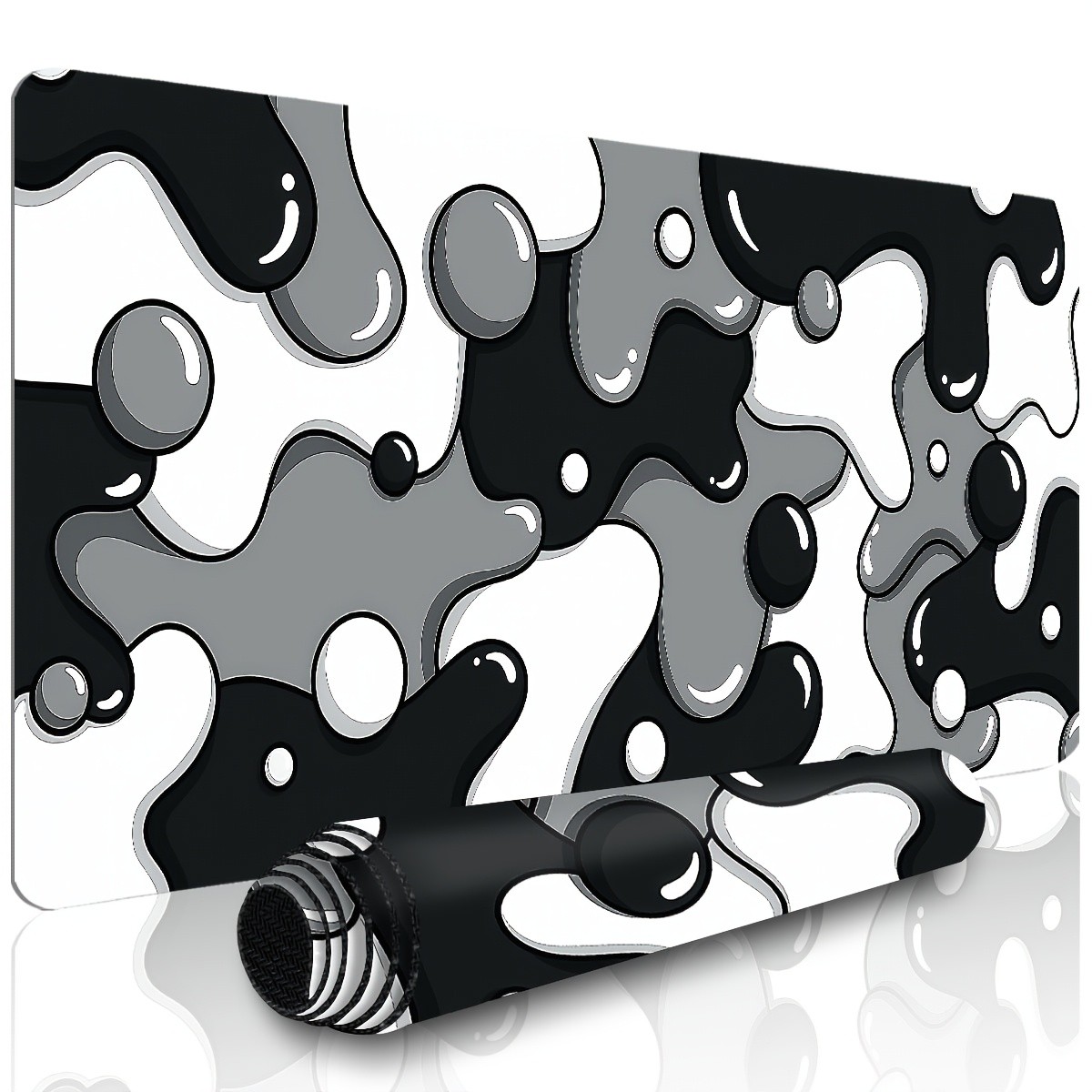 1pc Extra Large Mouse Pad, Cute Minimalist Black and White Pattern, Small Offi