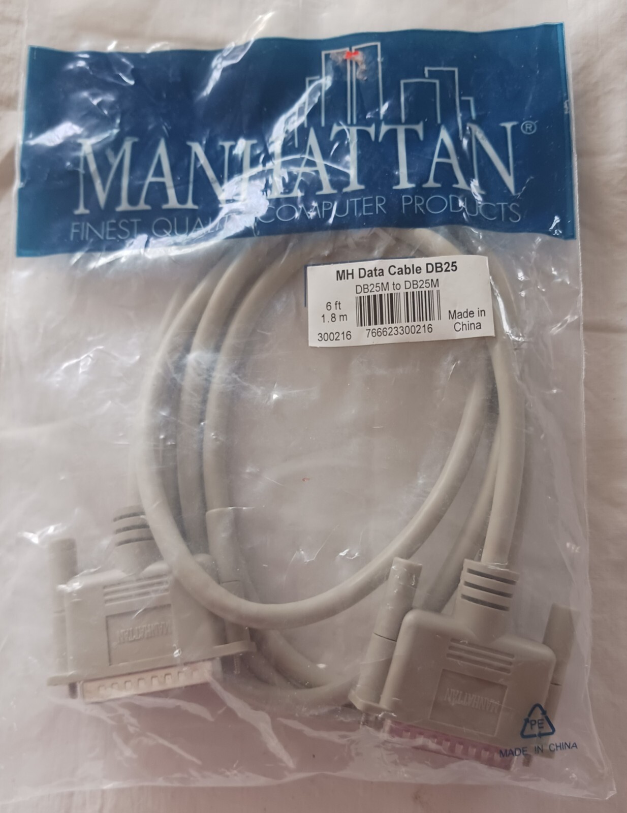 Manhattan 6-FT Universal DB25 Cable. New/ sealed pkg. (Lot of 2) 