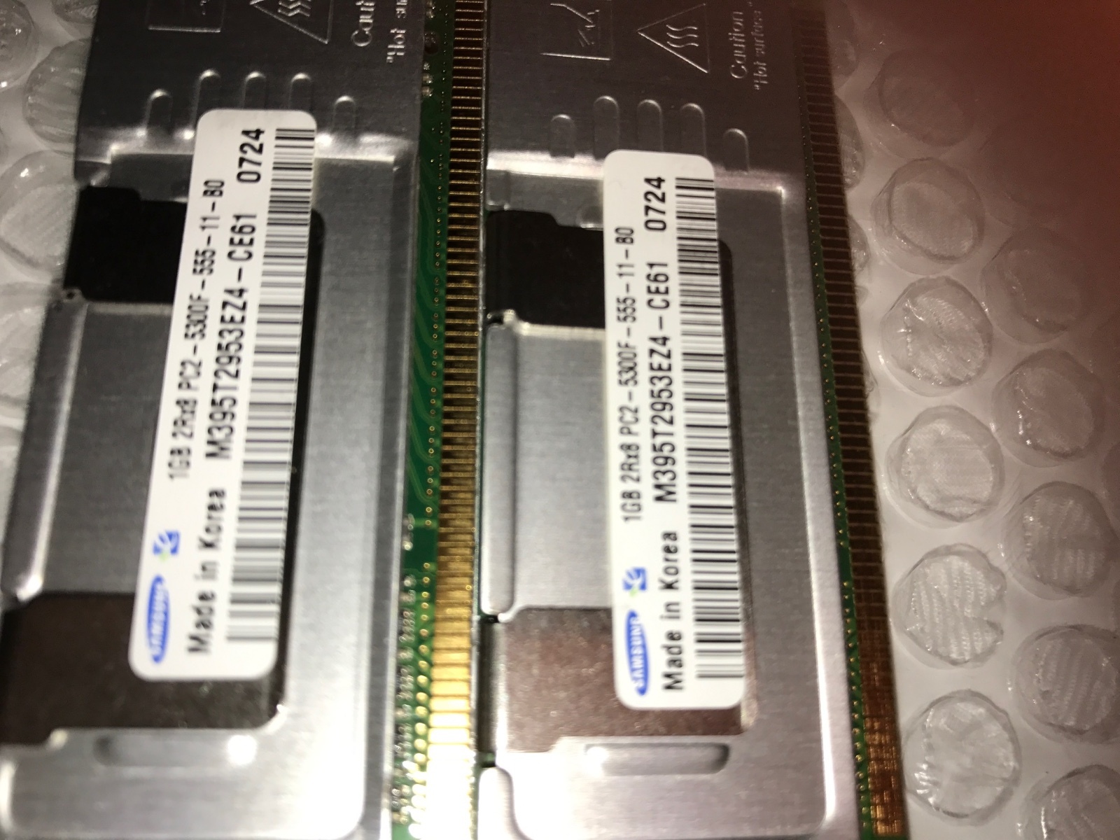 2GB IBM Samsung PC2-5300F DDR2 2Rx8 RAM 4 HP DL360 DL380 ML350 ML370 (2 X 1GB)  