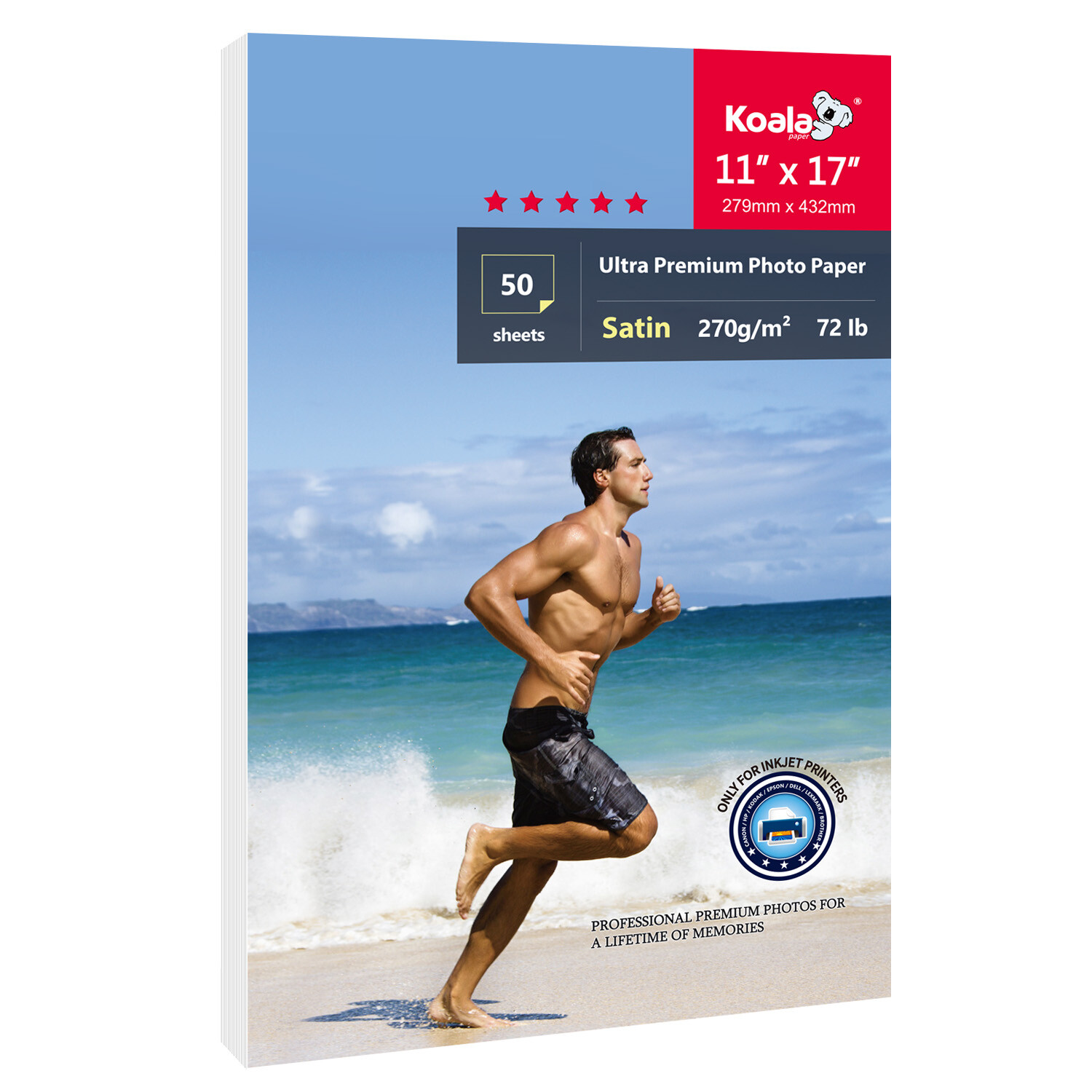 Koala Ultra Premium Satin Photo Paper 11x17 72lb for Inkjet Printer Epson Canon