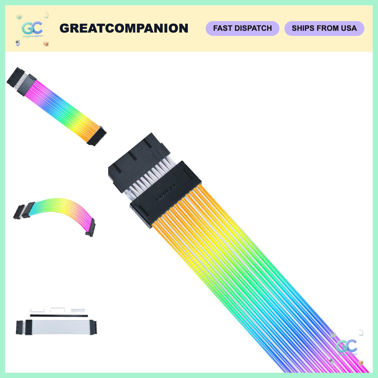 RGB 24-Pin Wireless Motherboard Power Cable with Controller - Custom PC Upgrade