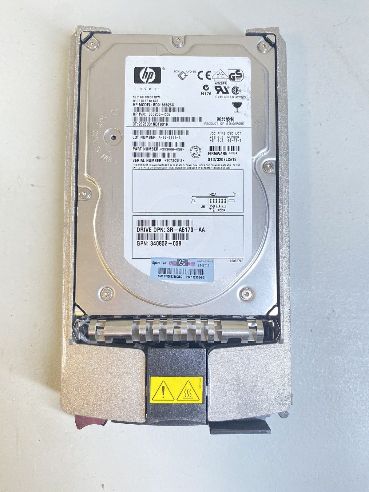 Compaq 3.5" 18.2GB 10K RPM Hard Drive: BD018635C4 Wide Ultra 3 SCSI