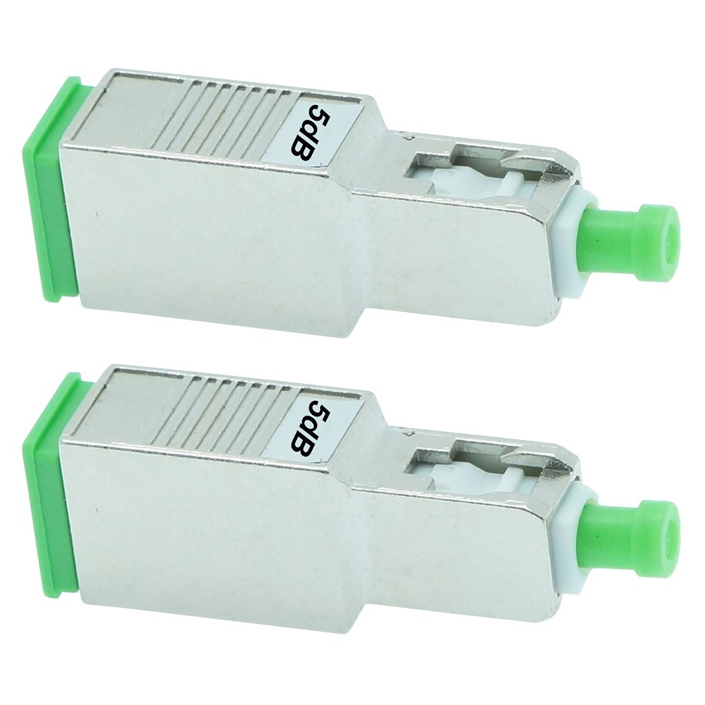2x 5dB SC APC Connector Fiber Optic Optical Attenuator Single Mode Metal Green