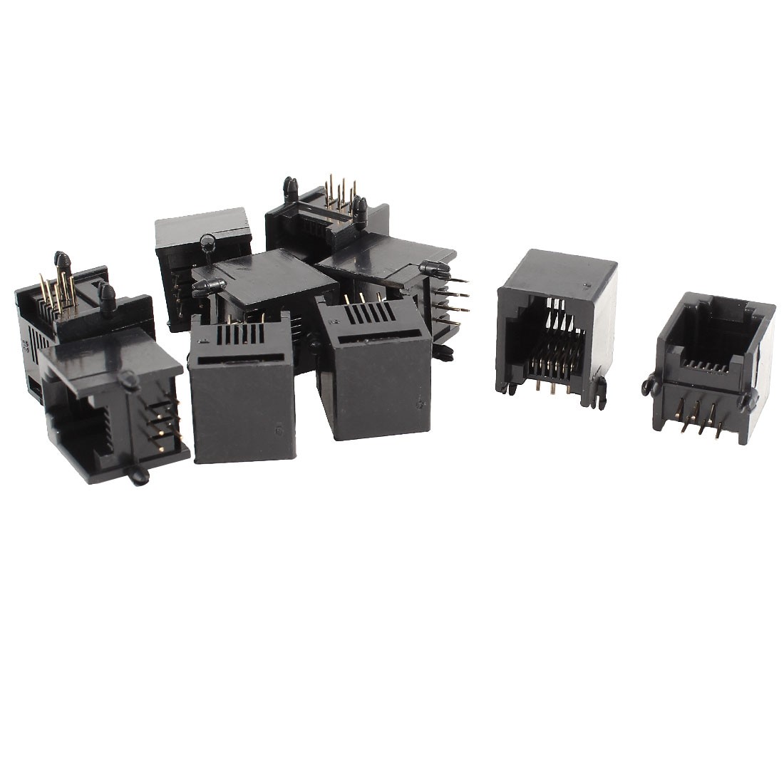 10pcs Black RJ11 Modular Jack 6P6C PCB Socket Mount Telephone Connectors