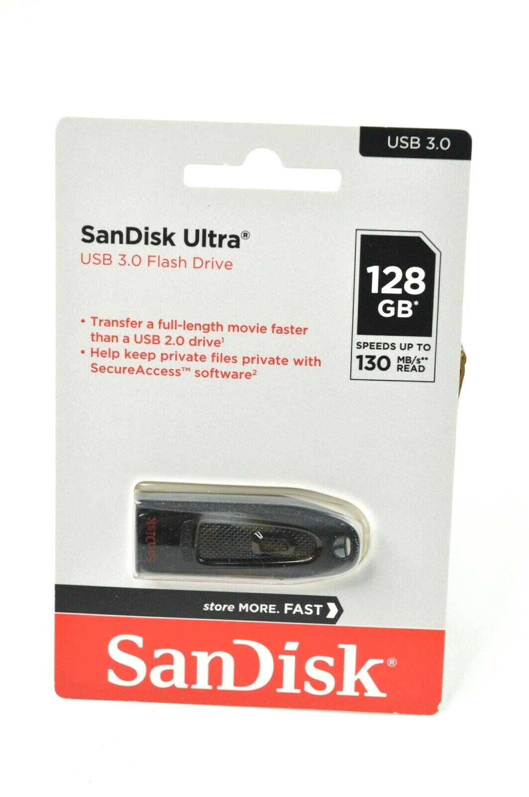 SanDisk 128GB USB 3.0 Flash Memory Drive For Faster Transfer 
