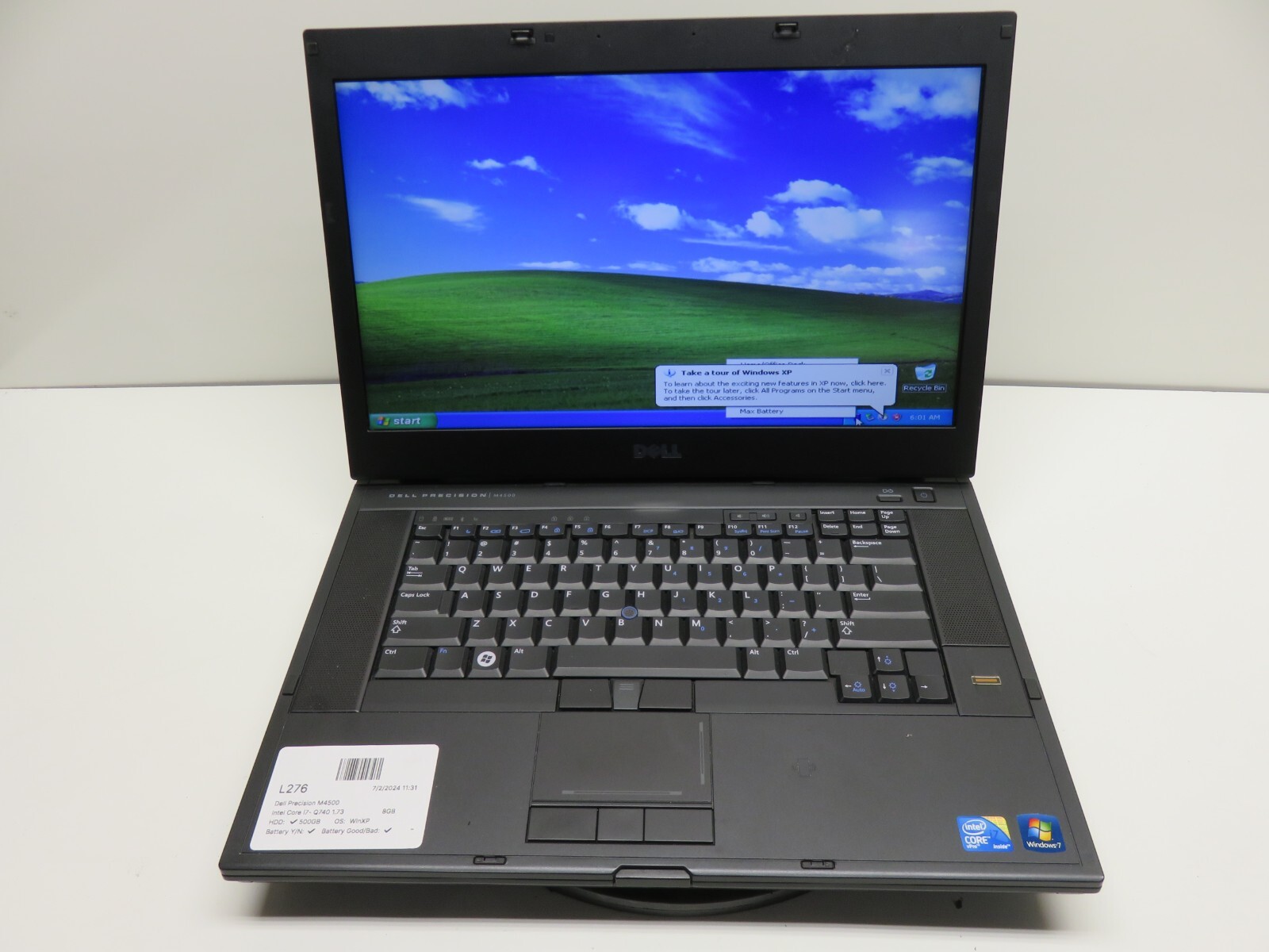 Dell Precision M4500 Laptop Intel Core i7-740QM 4GB 500GB Win XP Quadro FX 1800M