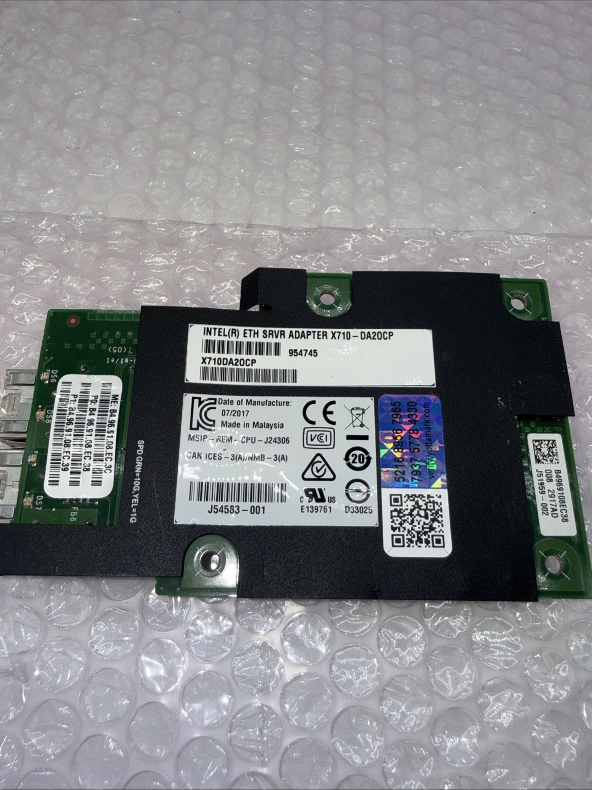 Intel XL710-DA20CP Dual Port Network Adapter Server NIC Used