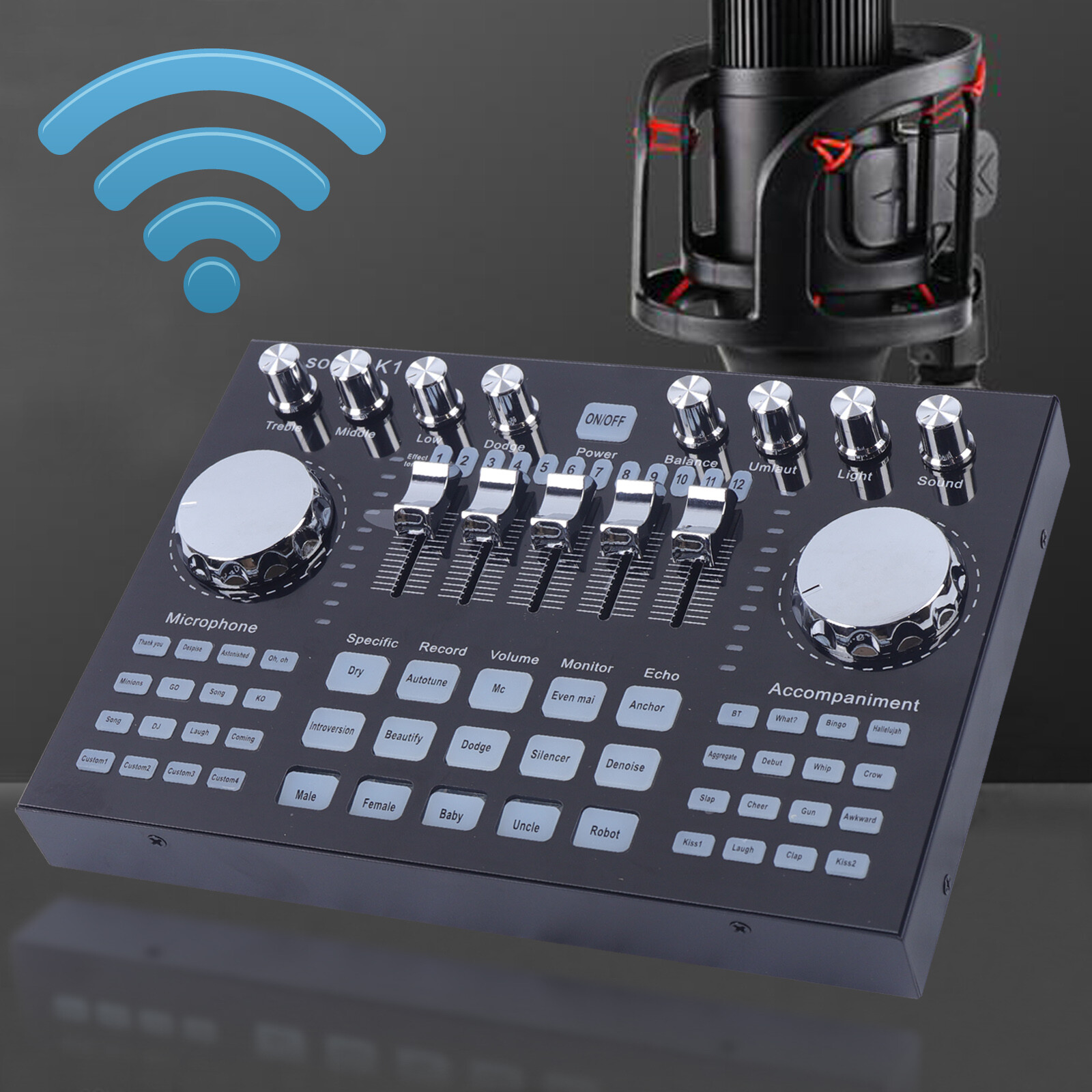 Digital Audio Mixer Network Live Sound Card K1 Audio Mixing Console for PC Phone