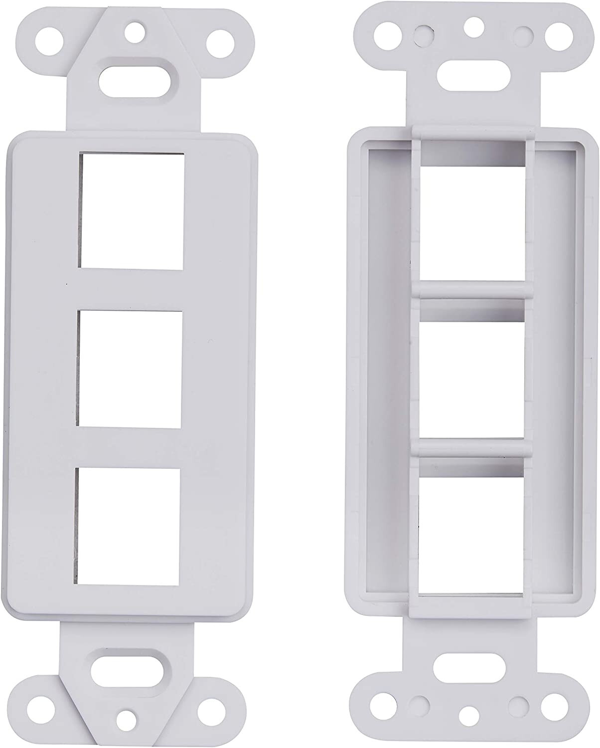 30 Pcs - 3 Port Decoration Wall Plate Keystone Insert 3 Gang White WallPlate